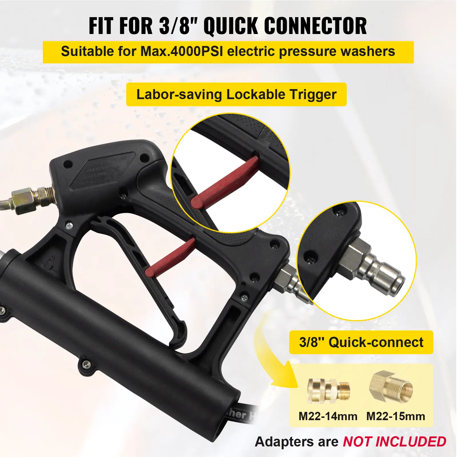 SucceBuy 18 / 20ft Telescoping Pressure Washer Wand w/Strap Belt 3/8" Quick Connector Extension Pole for Power Washer Spray