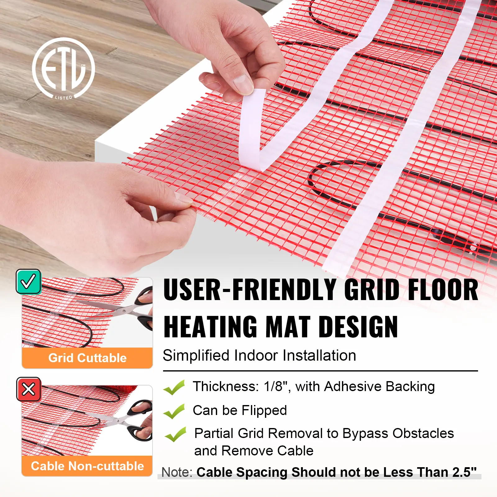 SucceBuy Floor Heating Mat 20 Sq. ft Electric Radiant In-Floor Heated Warm System Adhesive Back for Easy Installation on Floor