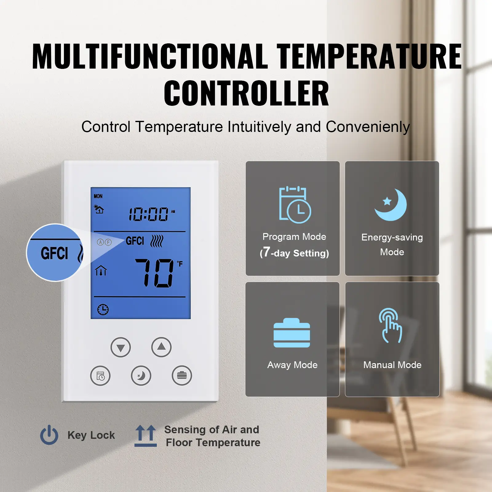 SucceBuy Floor Heating Mat 20 Sq. ft Electric Radiant In-Floor Heated Warm System Adhesive Back for Easy Installation on Floor