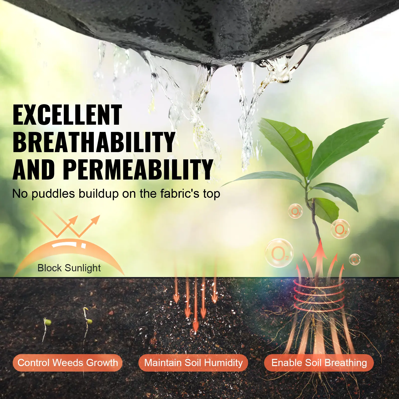 SucceBuy Non Woven Geotextile Fabric Under Gravel Driveway Fabric Landscape Fabric Heavy Duty Weed Barrier French Drain Drainage