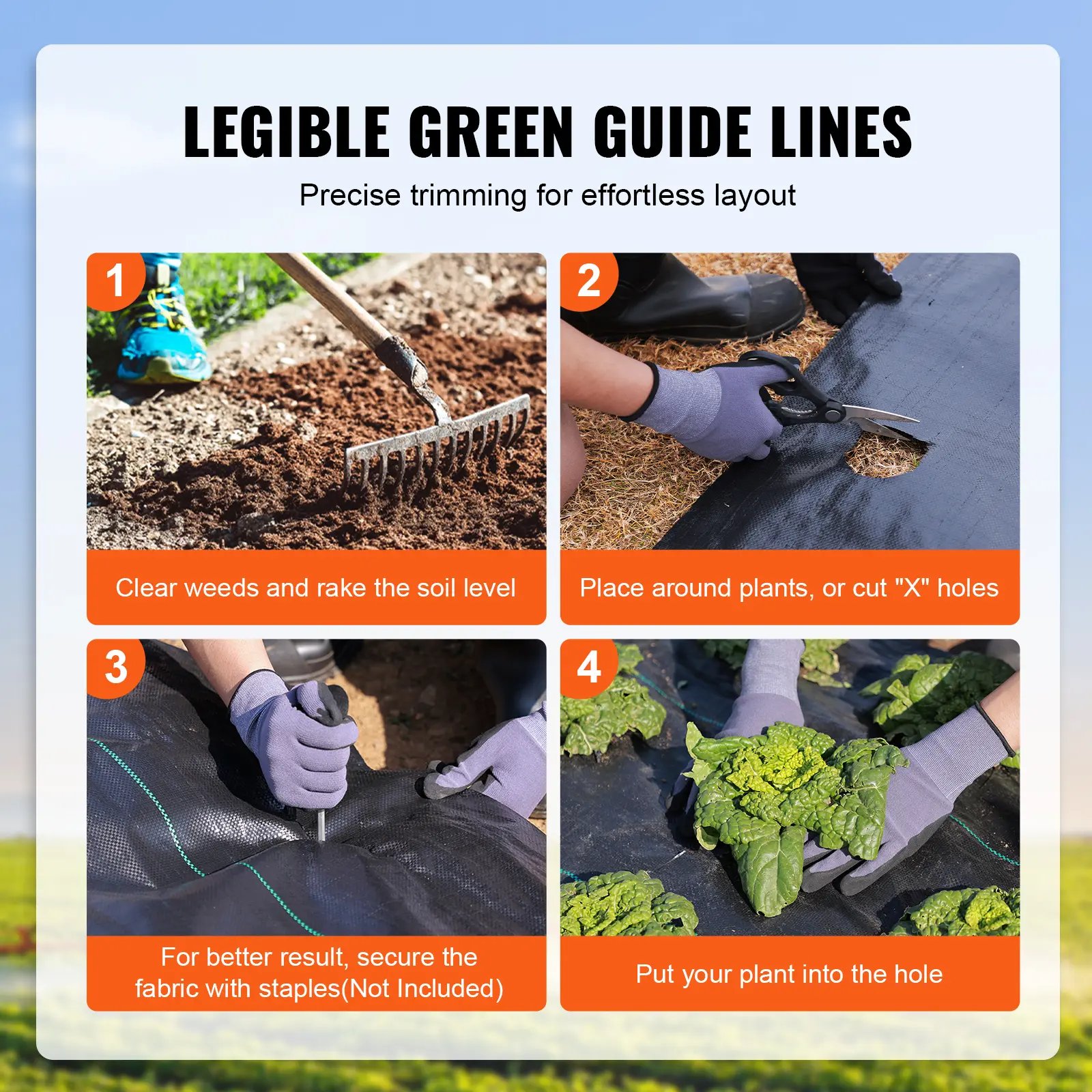 VEVOR 3FTx50FT Premium Heavy Duty Weed Barrier Landscape Fabric 3.2OZ Woven Geotextile Fabric Under Gravel High Permeability