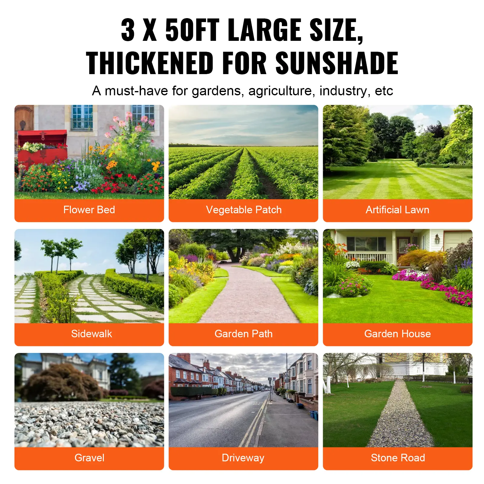 VEVOR 3FTx50FT Premium Heavy Duty Weed Barrier Landscape Fabric 3.2OZ Woven Geotextile Fabric Under Gravel High Permeability