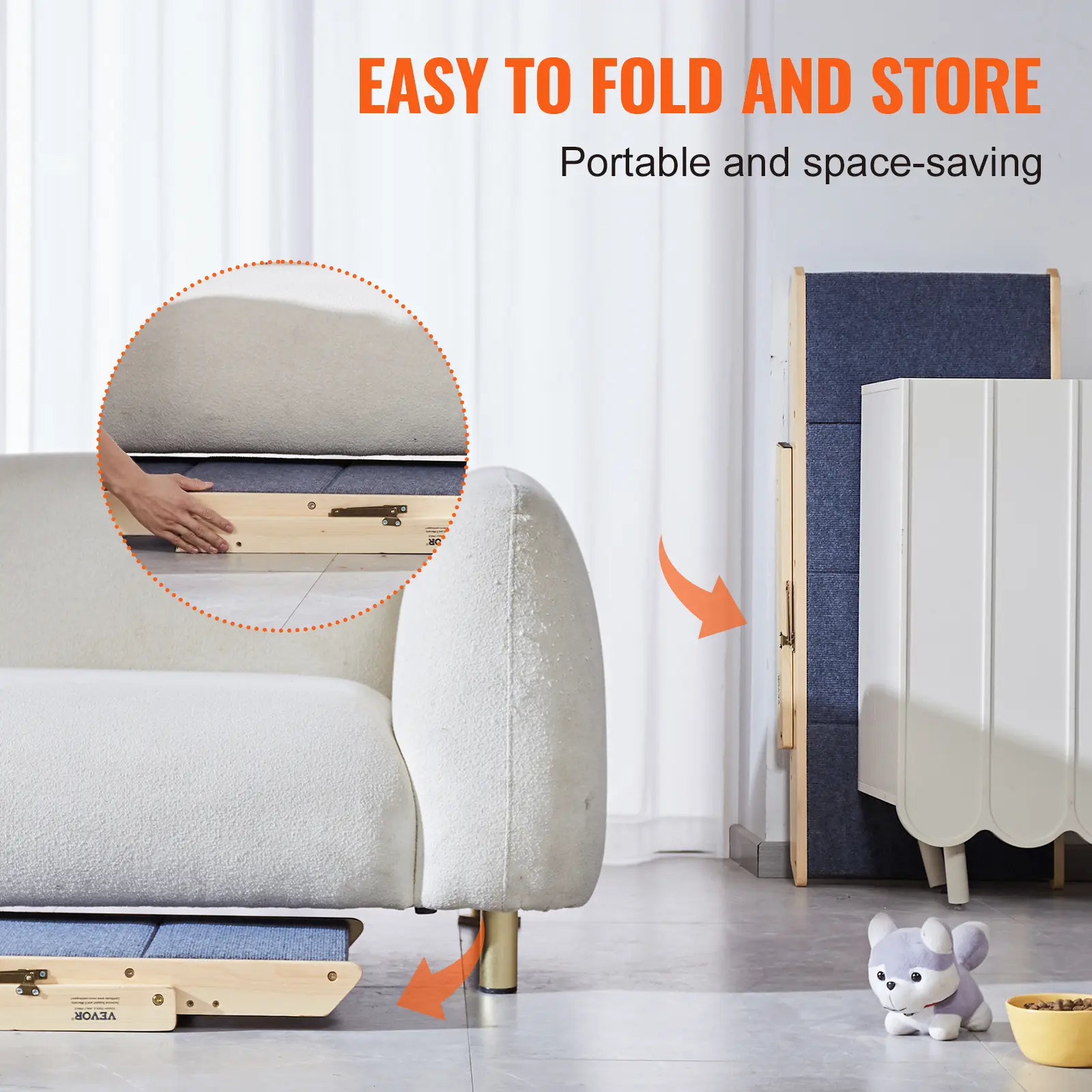 SucceBuy Wooden Pet Steps and Ramp Combo 2-in-1 Design Foldable Access for Beds Steps Structure for Pets of Small to Large Size