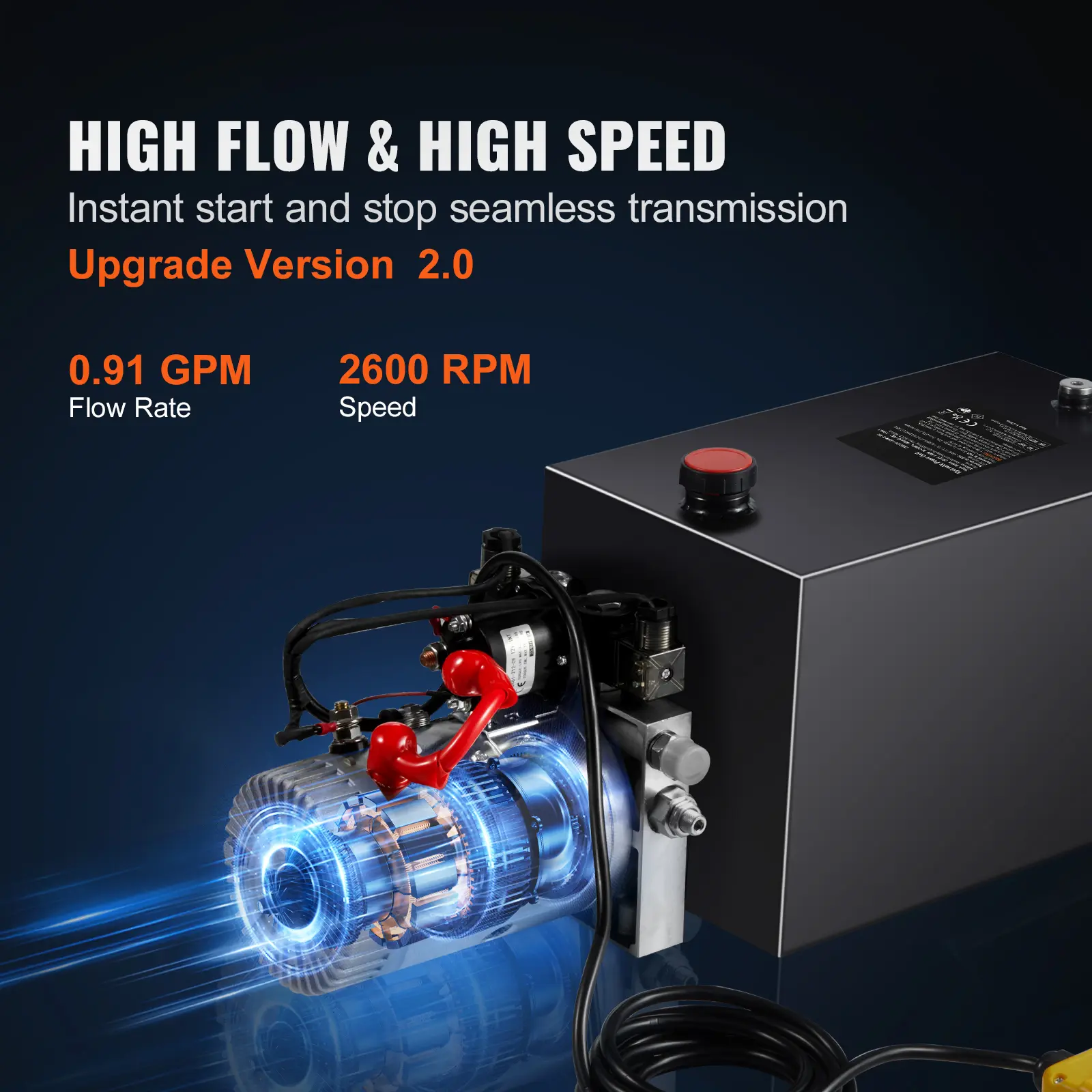 SucceBuy Hydraulic Pump 15 Quart Hydraulic Power Unit Double Acting Dump Trailer Pump 0.91GPM Flow Rate DC 12V Hydraulic Pump