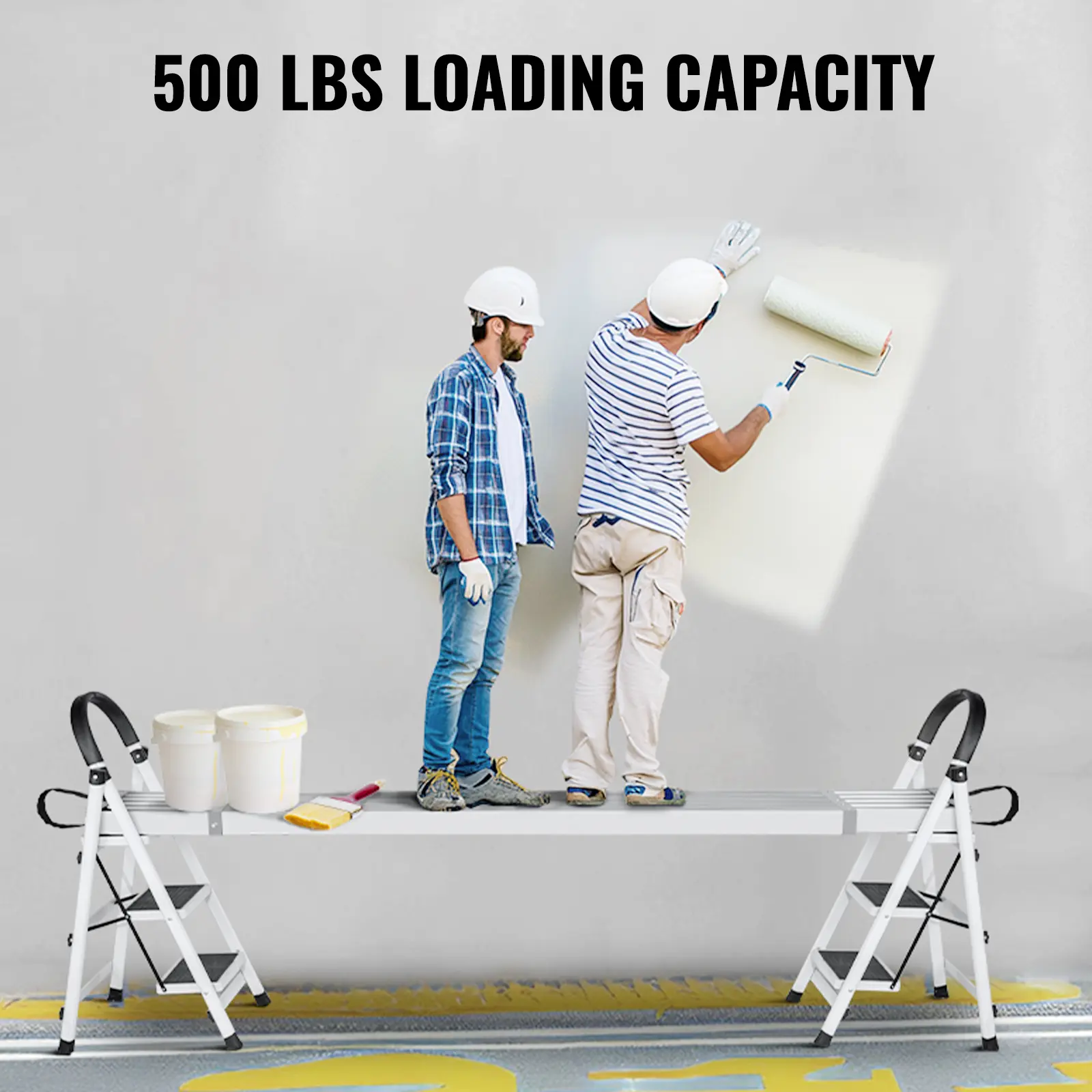 SucceBuy Telescoping Aluminum Work Plank 9-15 Feet 500lbs Capacity 12.5in Width Aluminum Scaffold Plank Extension Staging Plank