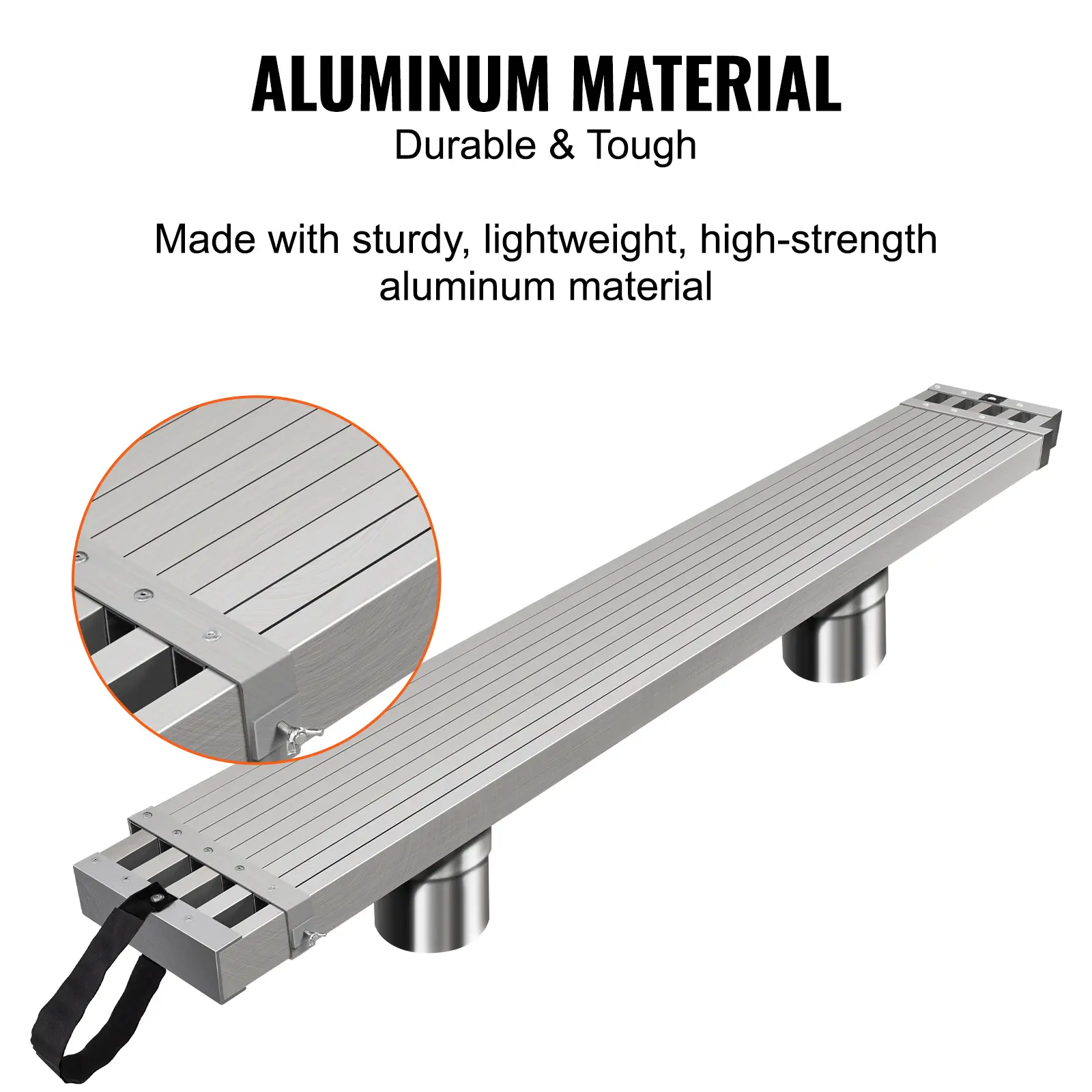 SucceBuy Telescoping Aluminum Work Plank 9-15 Feet 500lbs Capacity 12.5in Width Aluminum Scaffold Plank Extension Staging Plank
