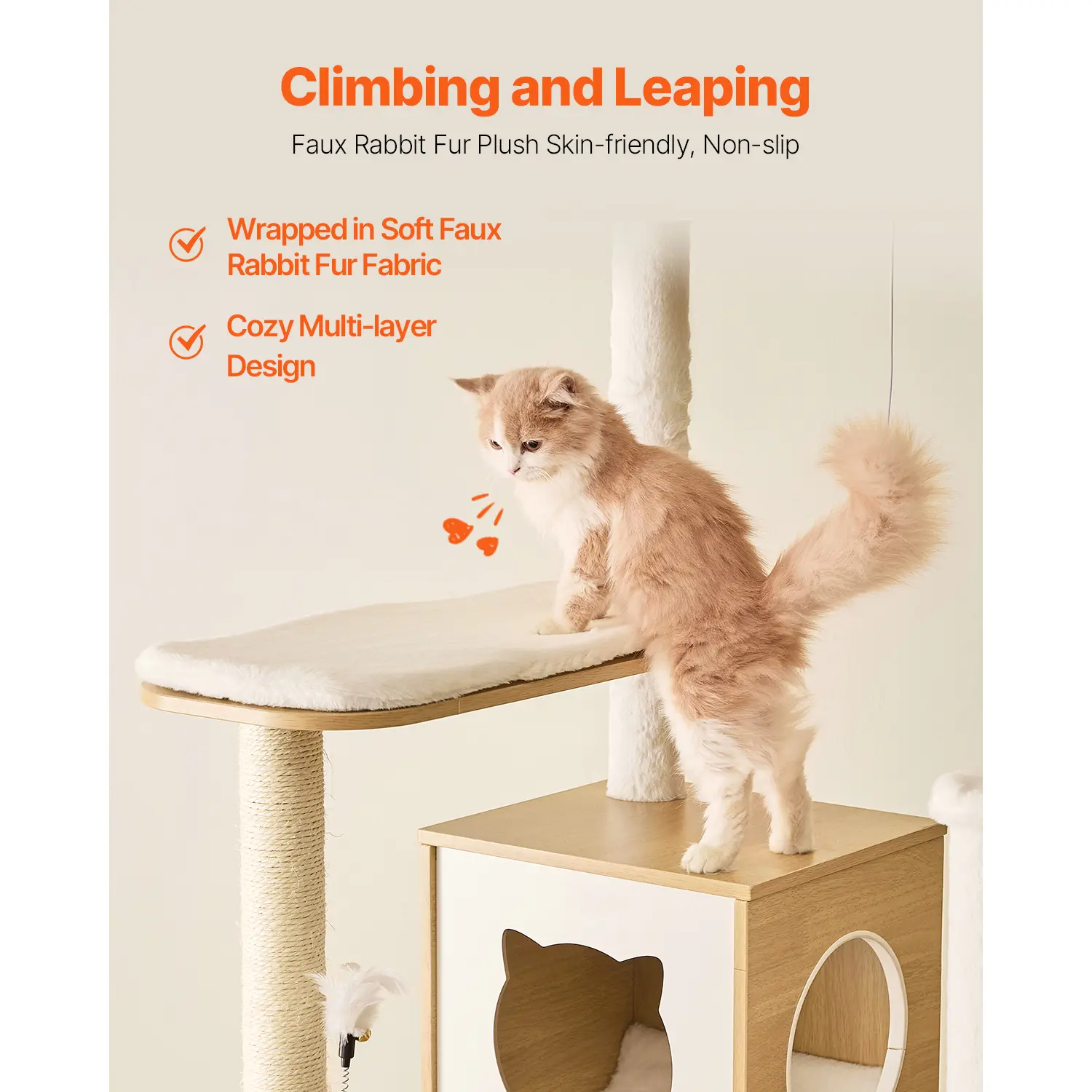 SucceBuy Large Cat Tree 68.9inch Tall Multi-level Cat Condo Furniture Activity Center with Cozy Perches Kitten House for Indoor