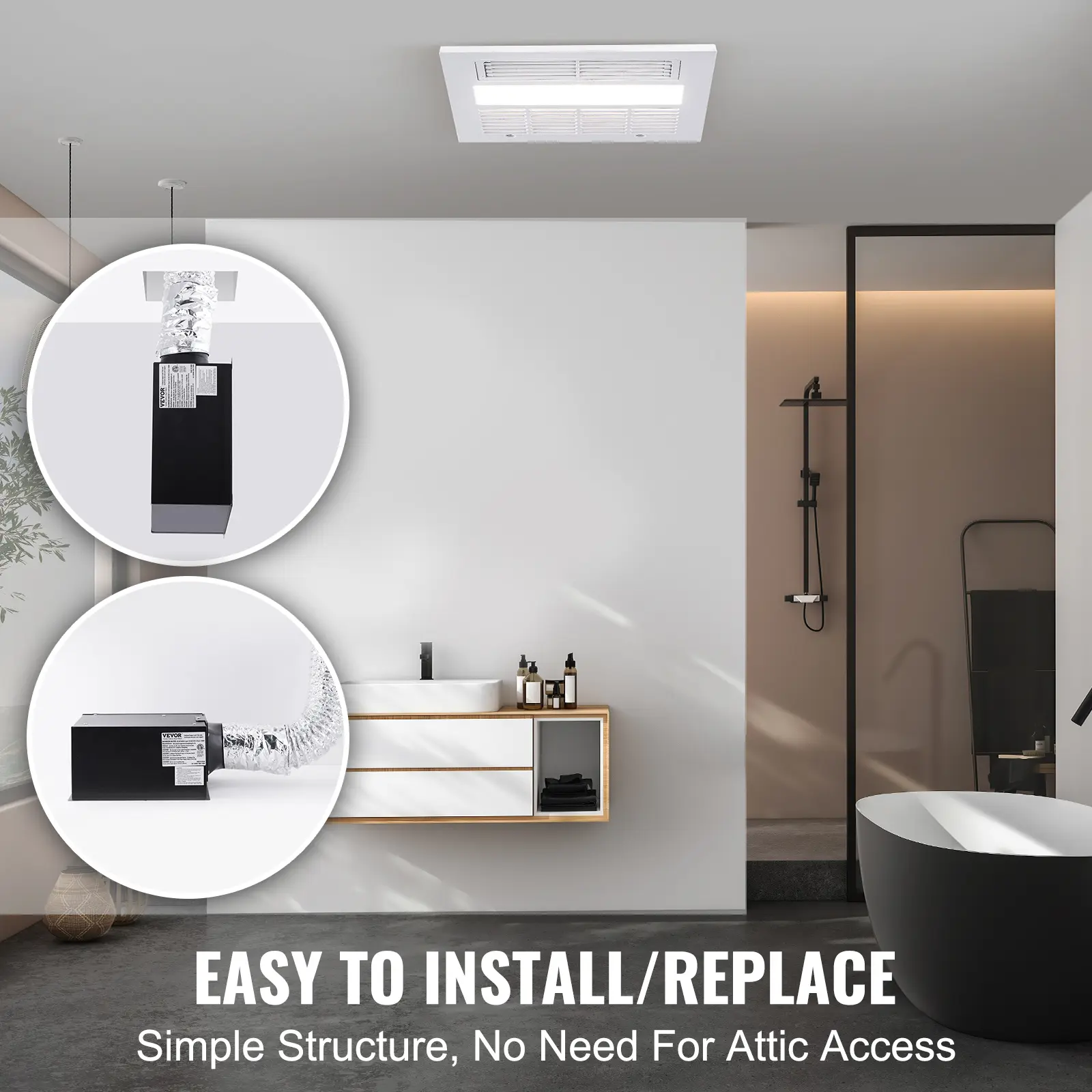SucceBuy Bathroom Exhaust Fan 80/110CFM High-Efficiency Ventilation 1.5sones Low Noise Operation Energy-Saving Bathroom Ceiling