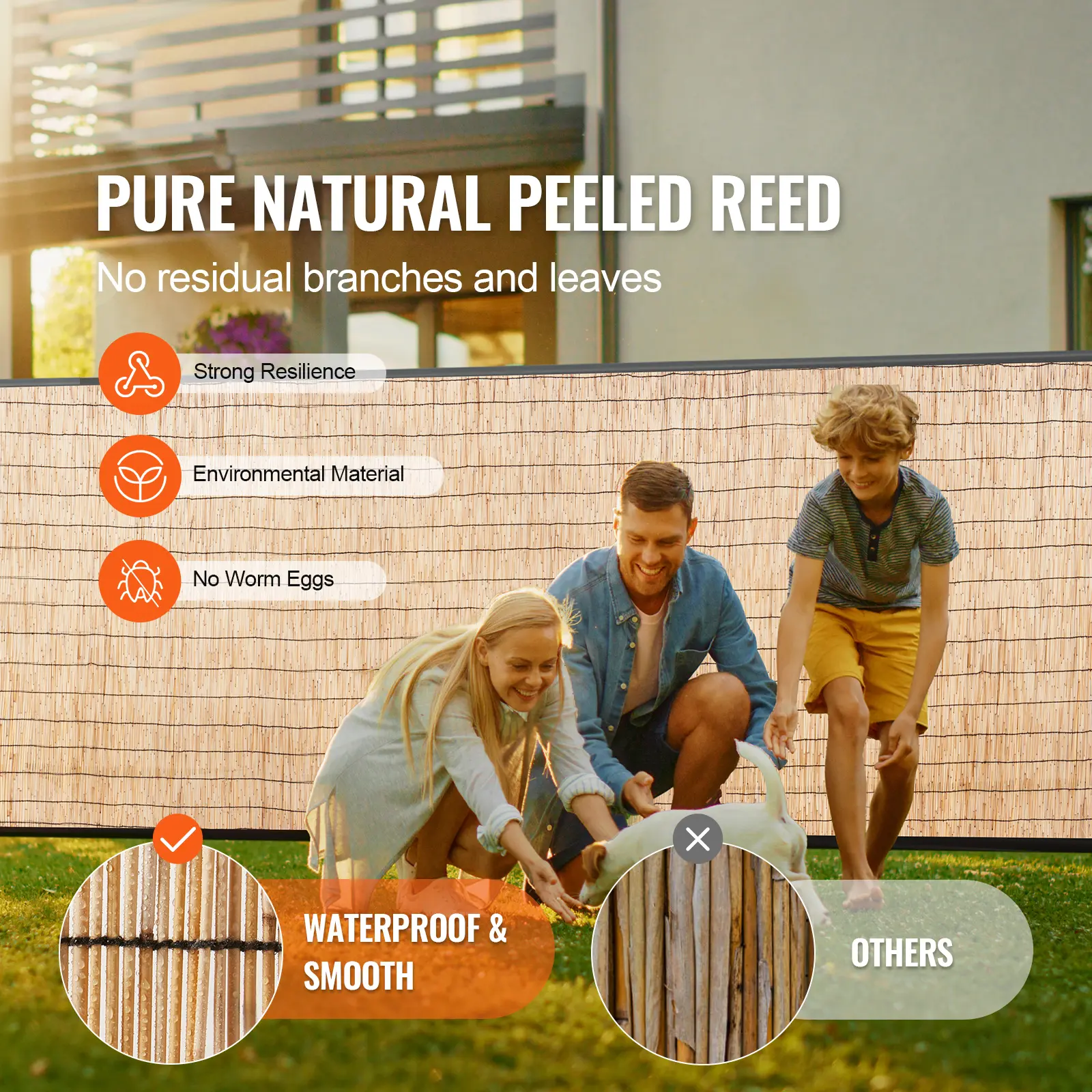 SucceBuy Natural Reed Fencing 5.5 ftx16.4 ft Balcony Reed Fence Roll for Outdoor Backyard Patio Backyard Garden Fencing Divider