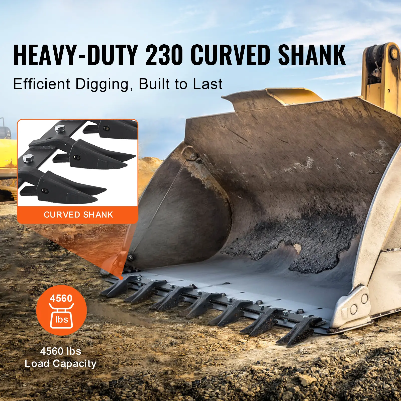 SucceBuy Bucket Tooth Bar Heavy Duty Tractor Bucket Teeth Bar for Sub-Compact Tractor Loader 4560 lbs Load-Bearing Capacity