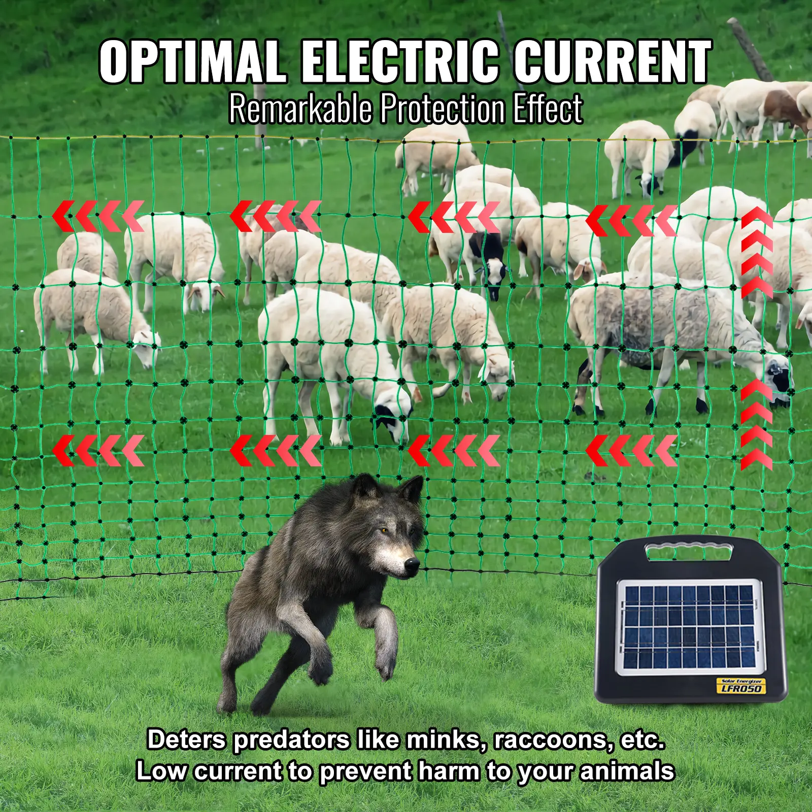 SucceBuy Electric Fence Netting PE Net Fencing with Posts Double-Spiked Stakes Utility Portable Mesh for Goats Used in Backyards