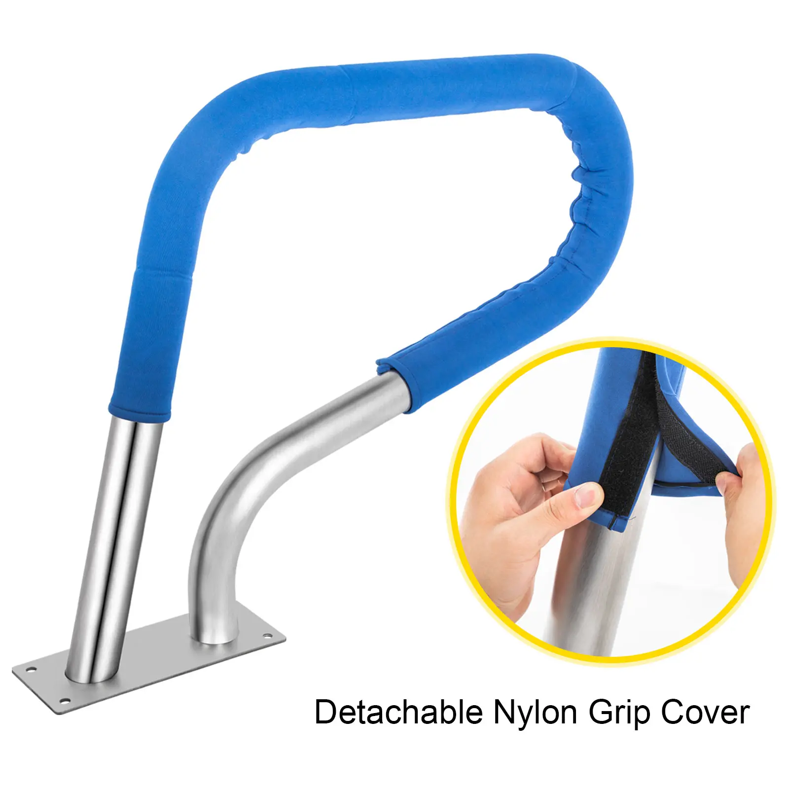 SucceBuy 30-55"x22-32" Swimming Pool Handrail With 4ft Grip Cover Humanized Design & M8 Drill Bit Pool Railing Ladder Stair Rail