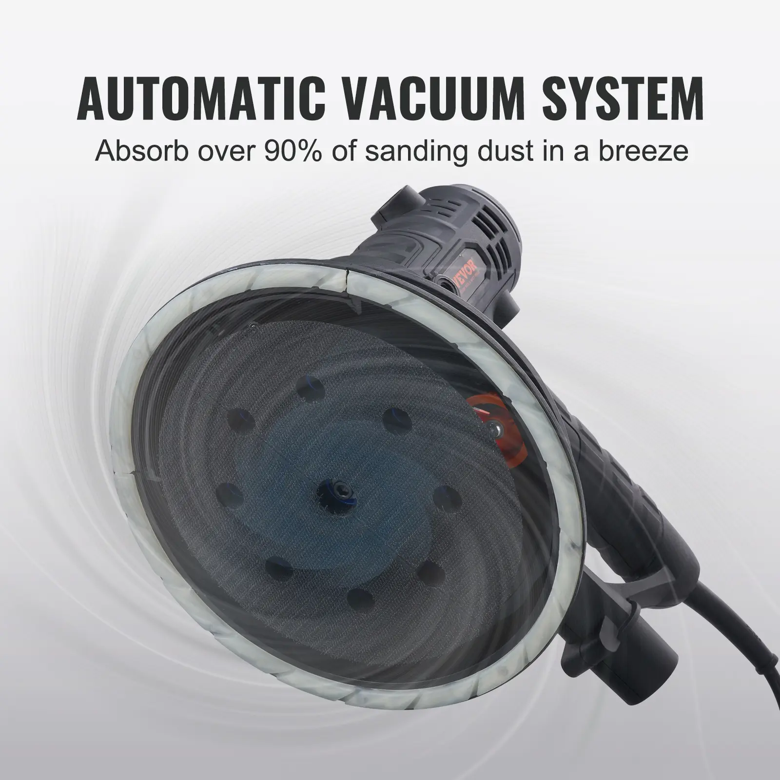 SucceBuy Drywall Sander Variable Speed 1200-2300 RPM Wall Sander with Automatic Vacuum Dust Collection System, Double LED Lights