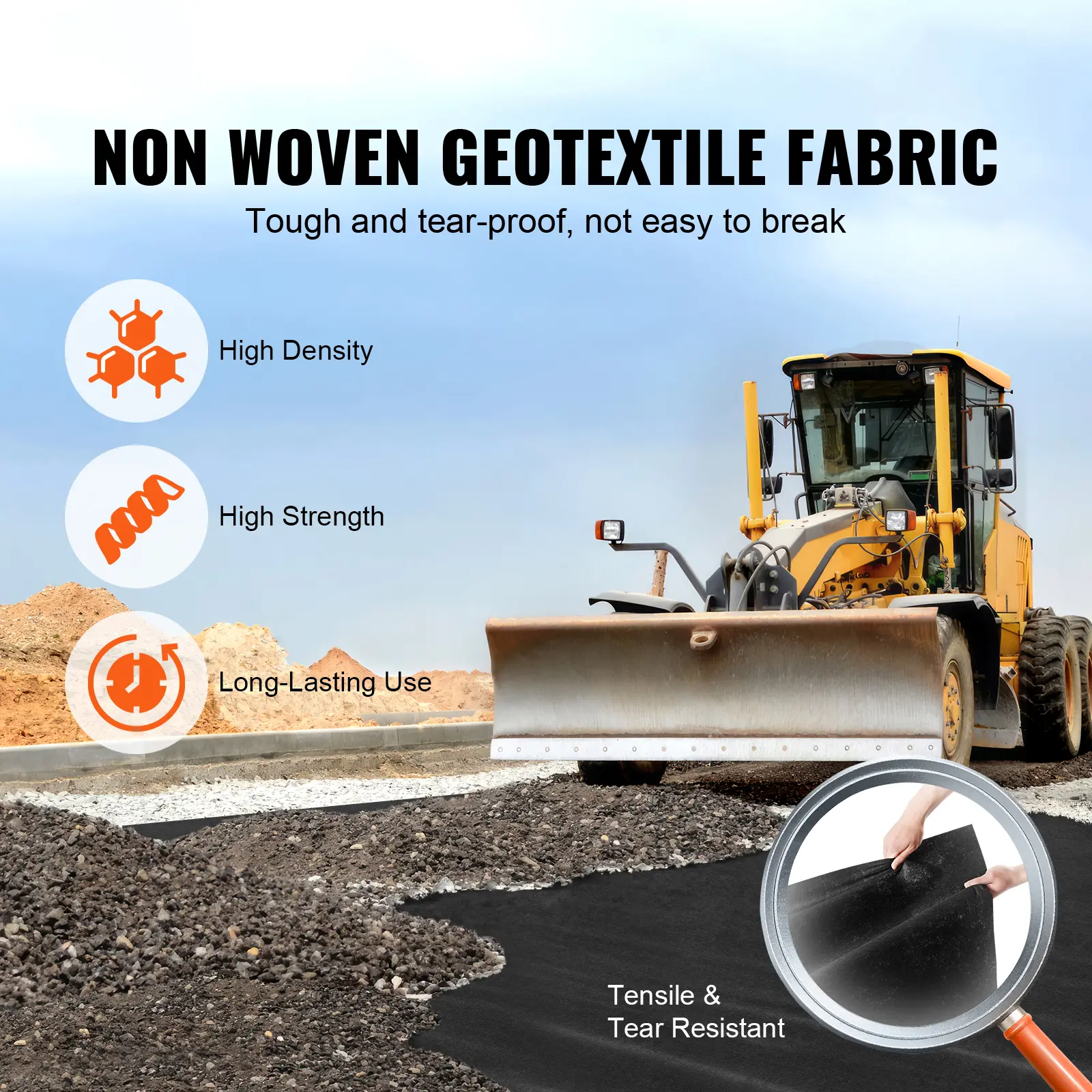 SucceBuy Non Woven Geotextile Fabric Under Gravel 10 x 100FT 8OZ Driveway Fabric Landscape Fabric Heavy Duty Weed Barrier Fabric