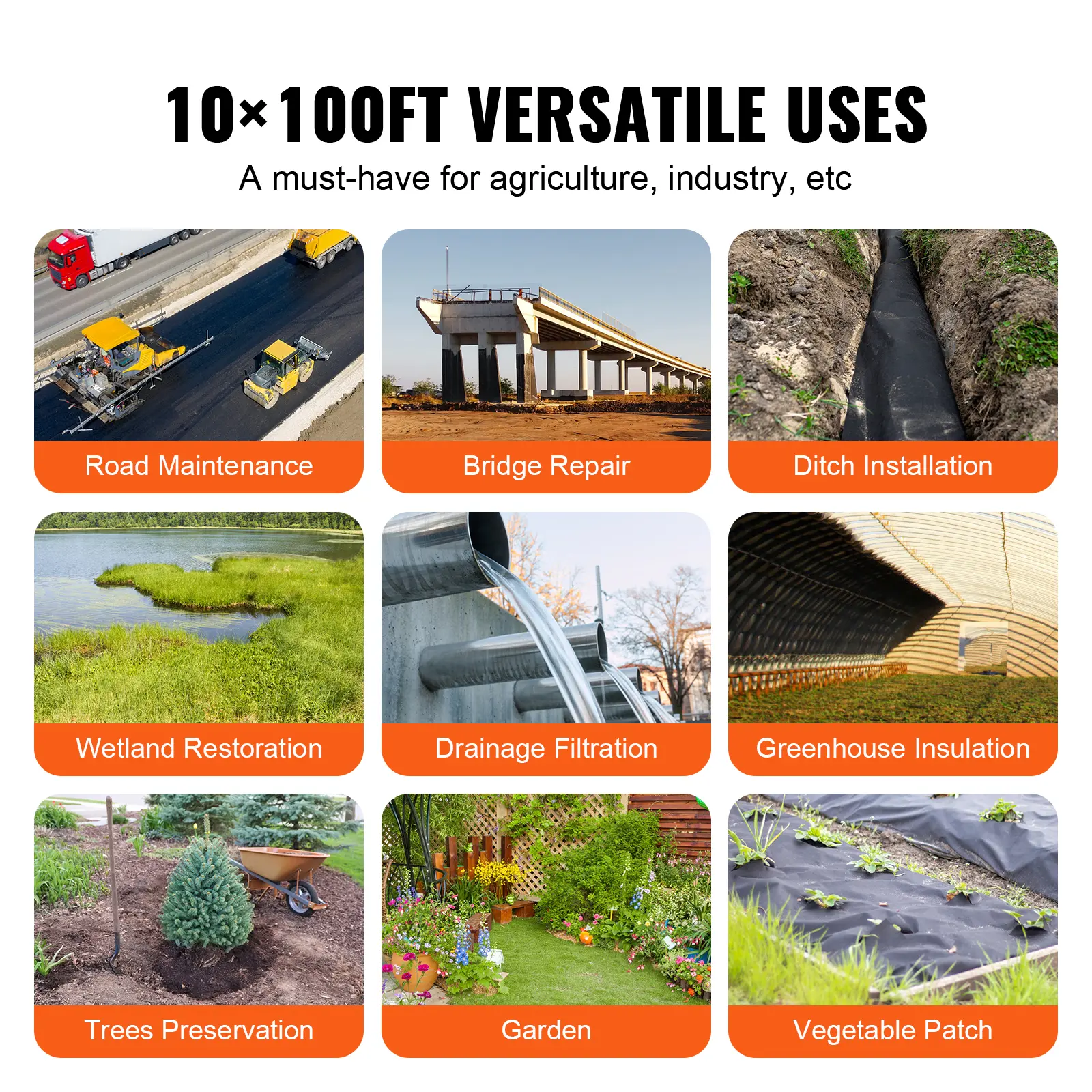 SucceBuy Non Woven Geotextile Fabric Under Gravel 10 x 100FT 8OZ Driveway Fabric Landscape Fabric Heavy Duty Weed Barrier Fabric