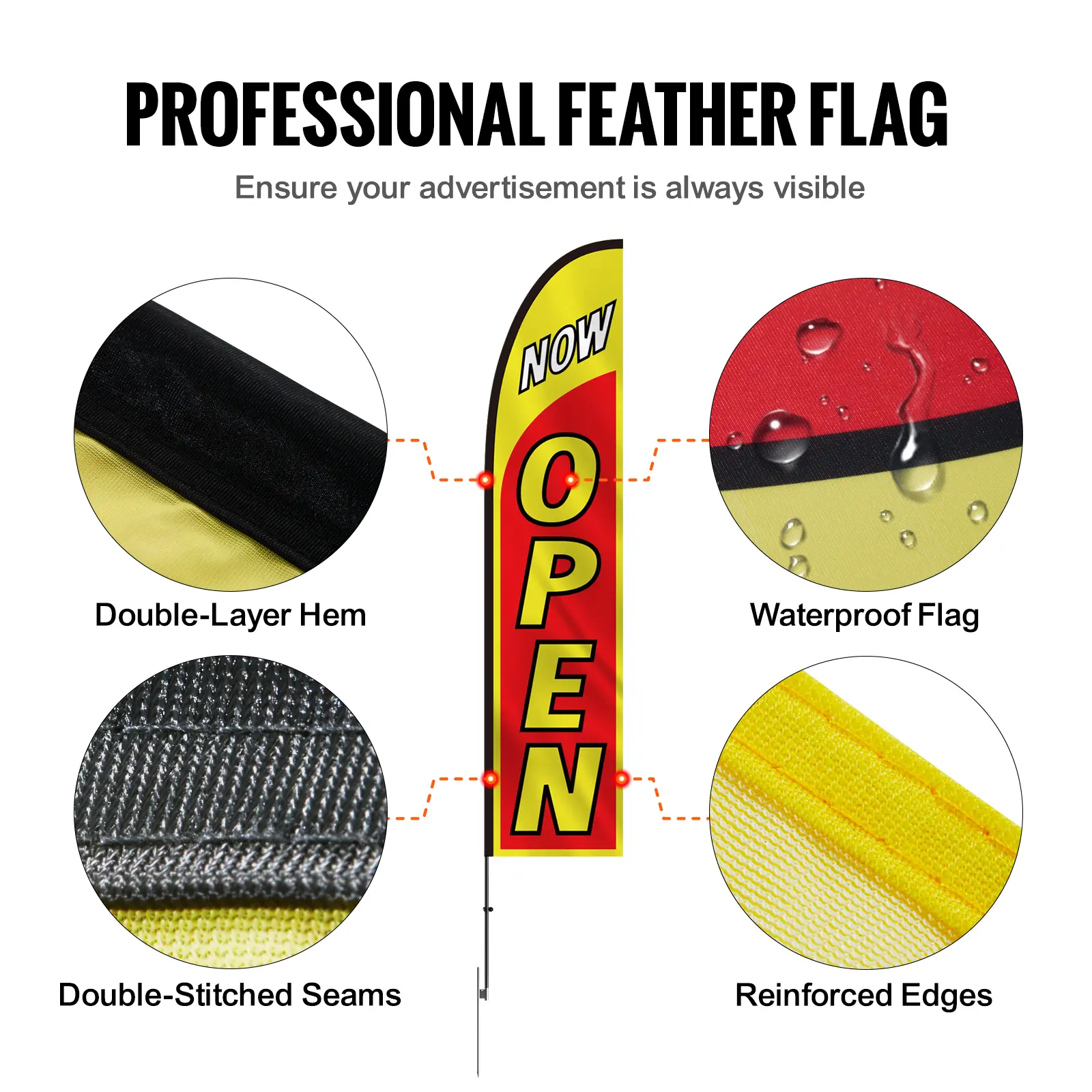SucceBuy Feather Flag Pole Kit 3 Packs Swooper Flag 16.3ft Sign Flag Poles for Business Advertising Flags with Ground Stakes