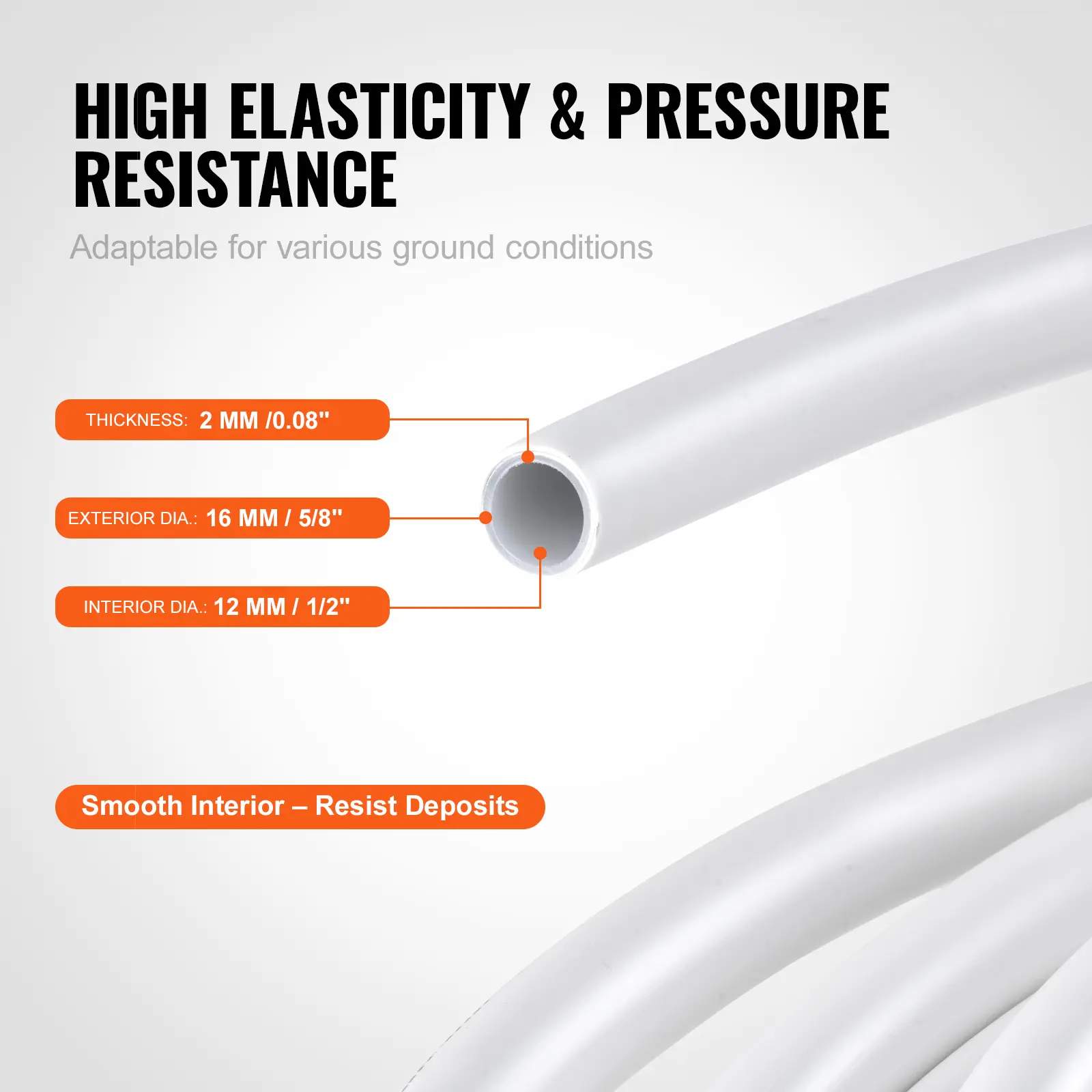 SucceBuy PEX-AL-PEX Tube 984ft 5/8'' Diameter  0.08'' Thickness Radiant Heat Floor Plumbing Inner Aluminum Layer PEX Tubing Pipe