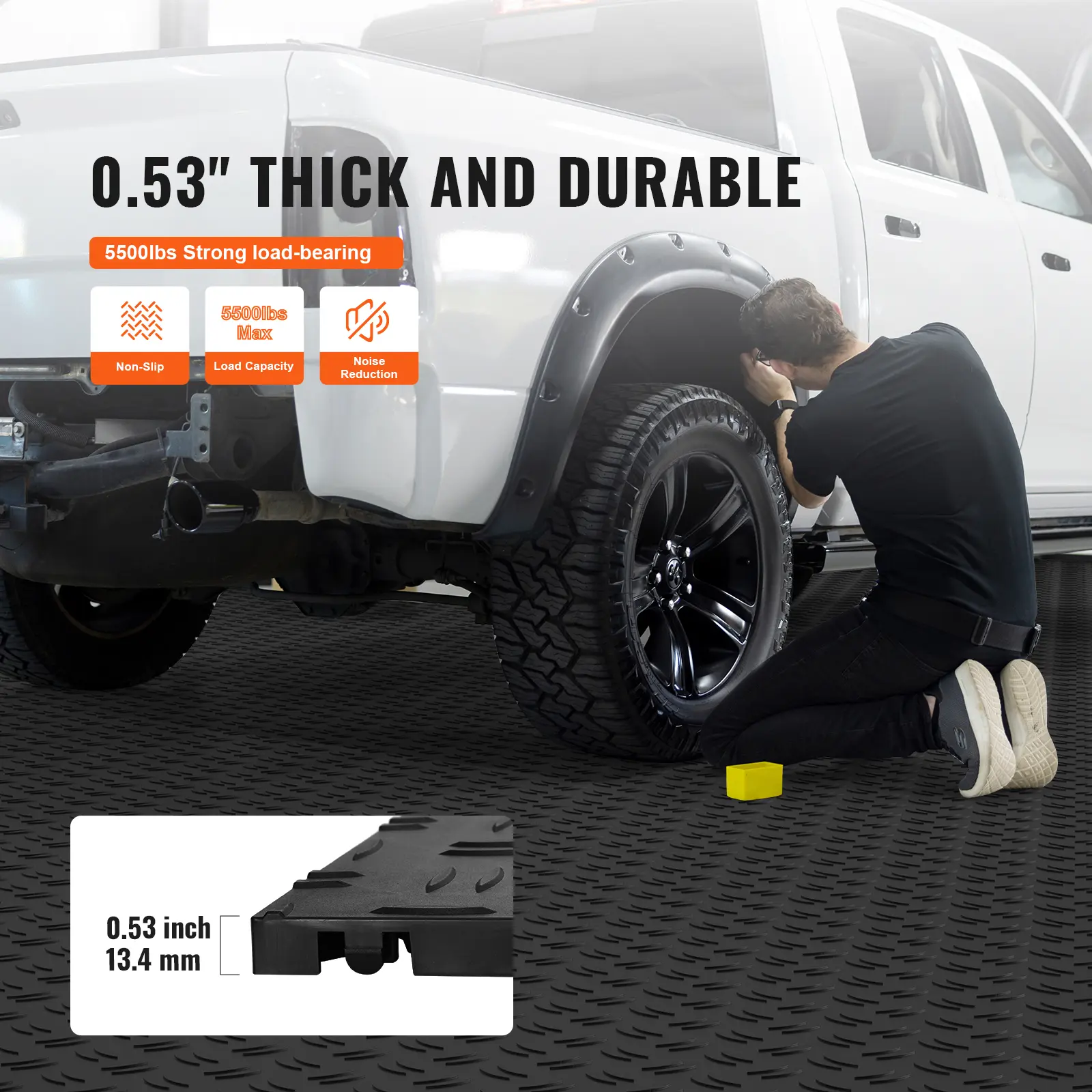 SucceBuy Garage Tiles Interlocking 12in 25/50Pcs Garage Floor Covering Tiles Non-Slip Double-Sided Texture for Garages Repair