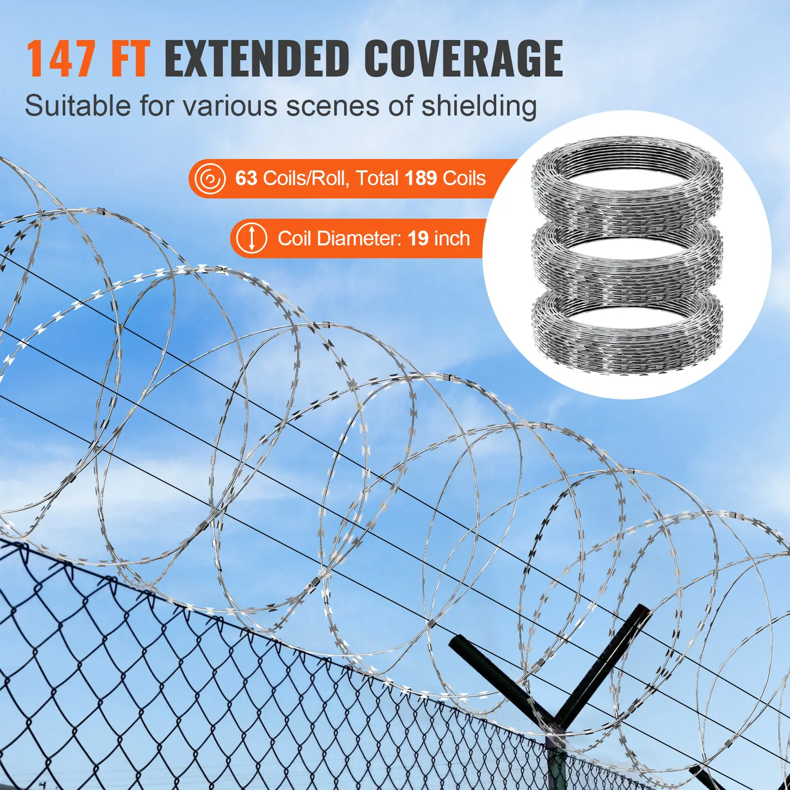 VEVOR Razor Wires  Razor Barbed Wire Razor Wire Fencing Fence Double Spiral Barbed Wire Galvanized Wire Rolls Razor for Garden