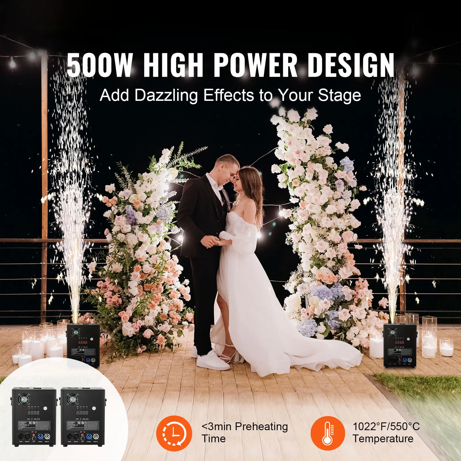 SucceBuy 500/700W Fireworks Controller Four- Mode Clod Spark Machine with Aluminum Alloy Casing for Bars Parties Nightclubs 2-4M