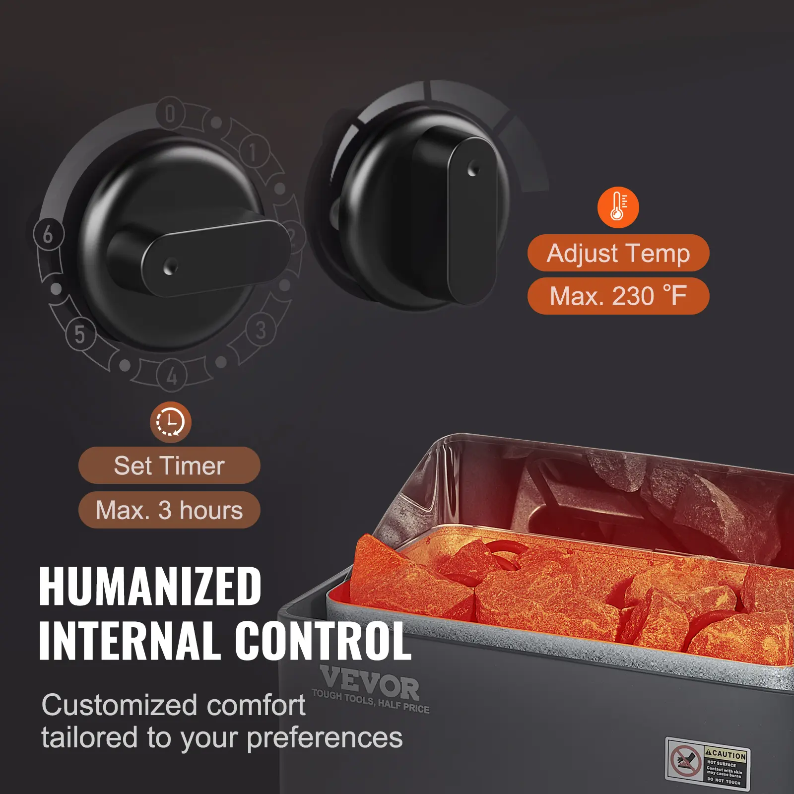 SucceBuy Electric Sauna Heater Stove 3KW Internal Controller Overheating Protection Stainless Steel Spa Room Steam Generator