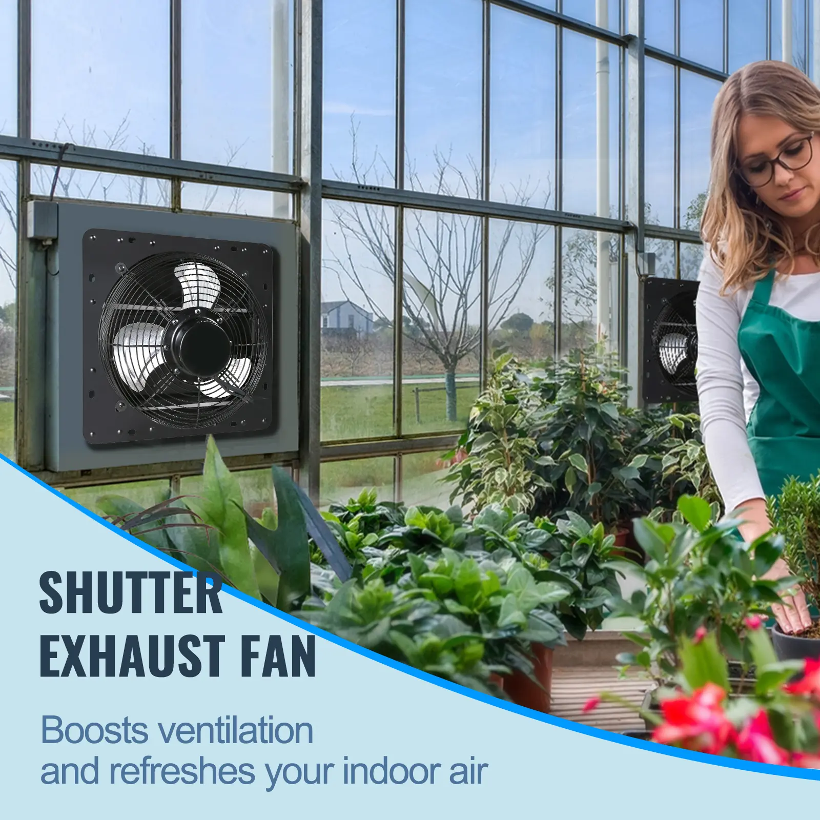 SucceBuy Shutter Exhaust Fan 12'' with Temperature Humidity Controller EC/AC-motor 940 CFM 10-Speed Adjustable Wall Mount Attic