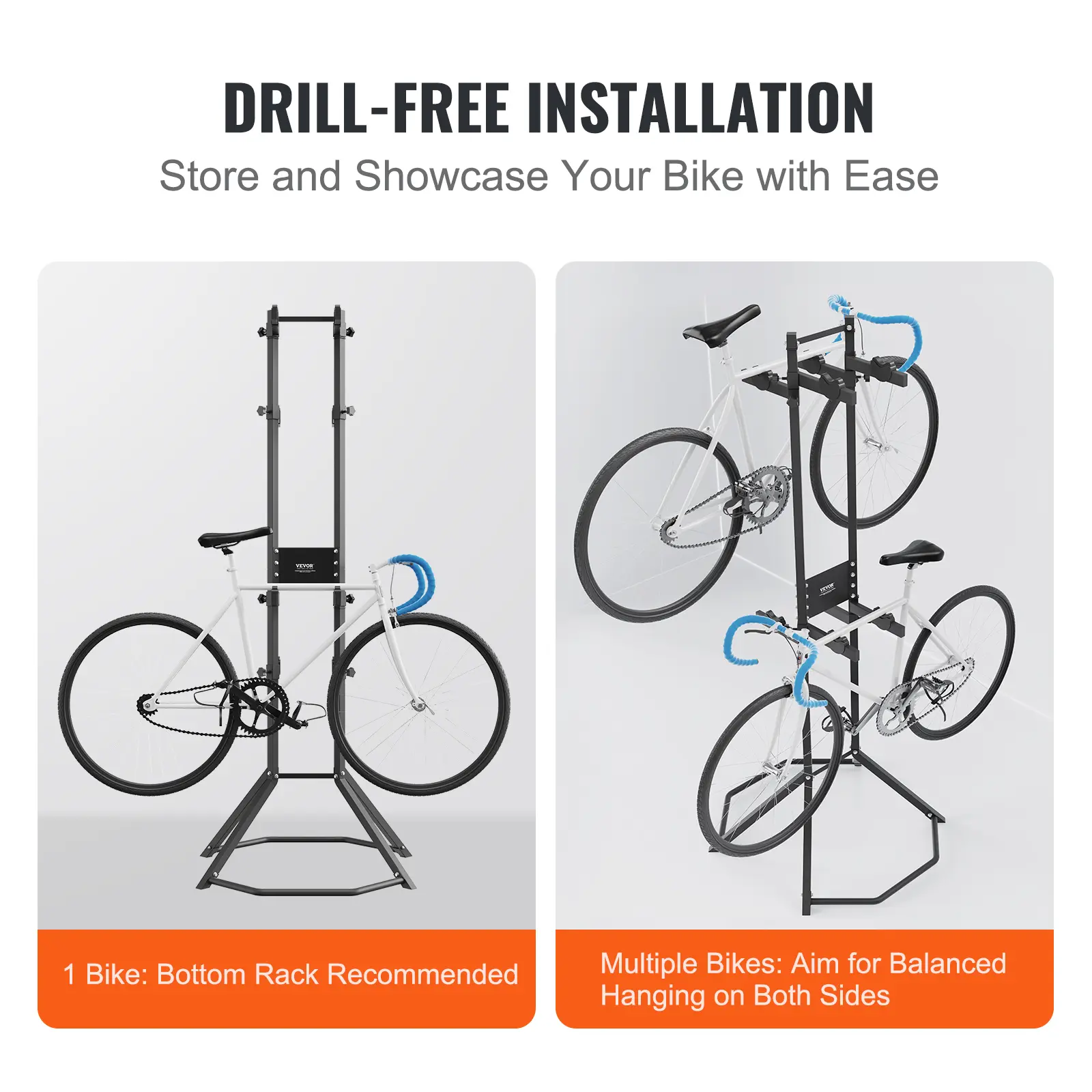 SucceBuy 2/4 Bike Storage Rack Standing Gravity Wall Vertical Adjustable Bike Rack Garage Sturdy Steel Easy Assemble for Garage