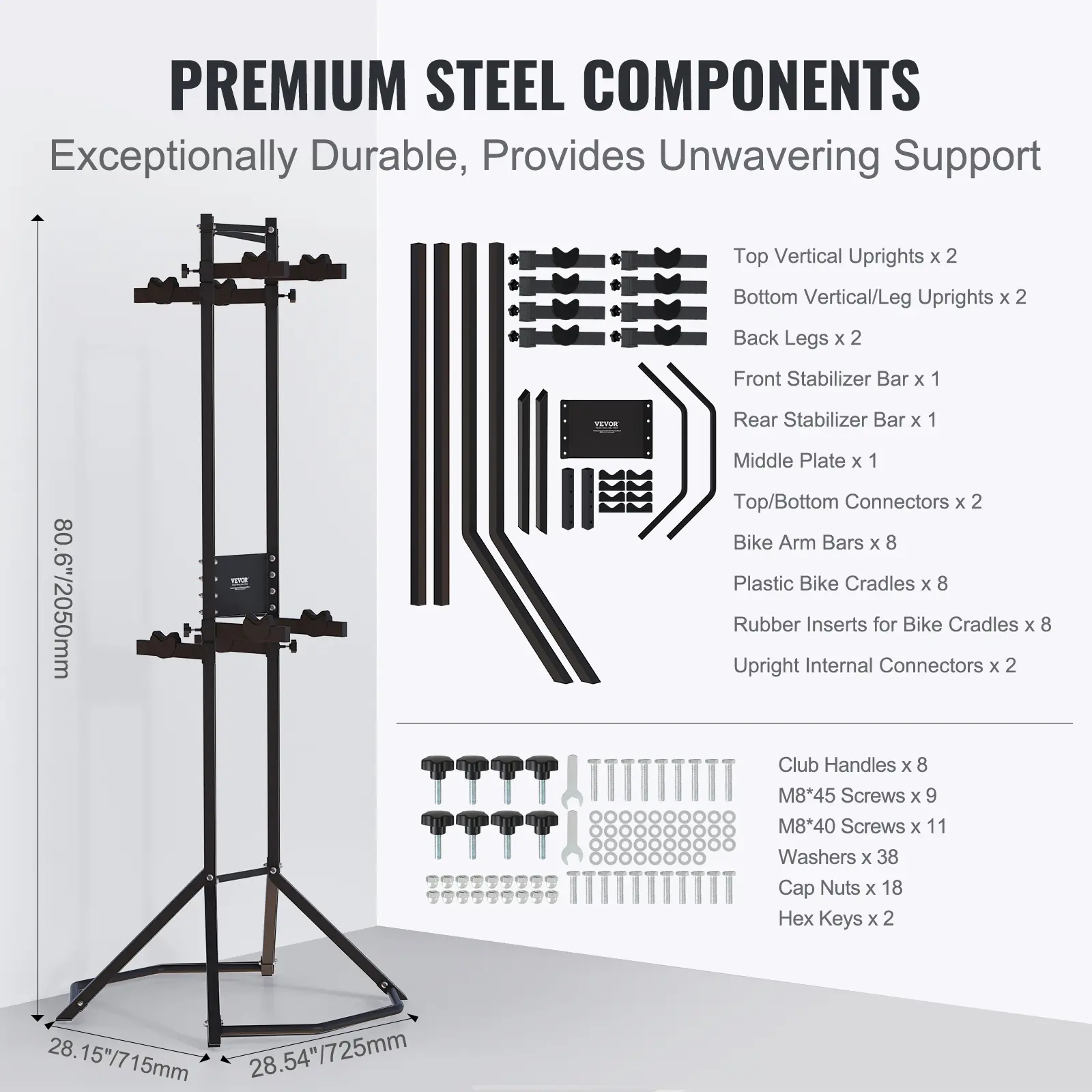 SucceBuy 2/4 Bike Storage Rack Standing Gravity Wall Vertical Adjustable Bike Rack Garage Sturdy Steel Easy Assemble for Garage