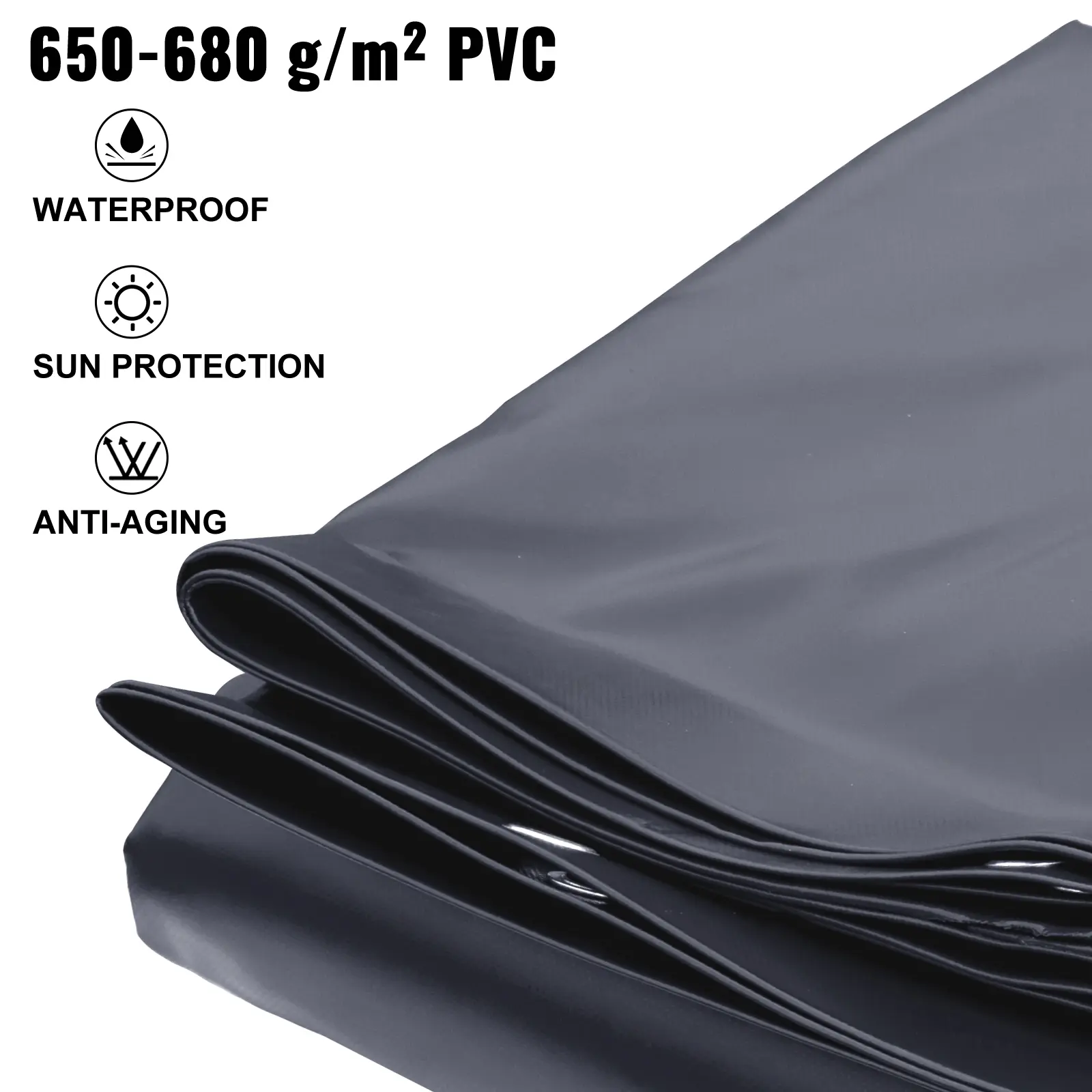 SucceBuy Pool Safety Cover In-ground PVC Rectangular Solid Charcoal Pool Covers for Swimming Pool Winter Protection Cover