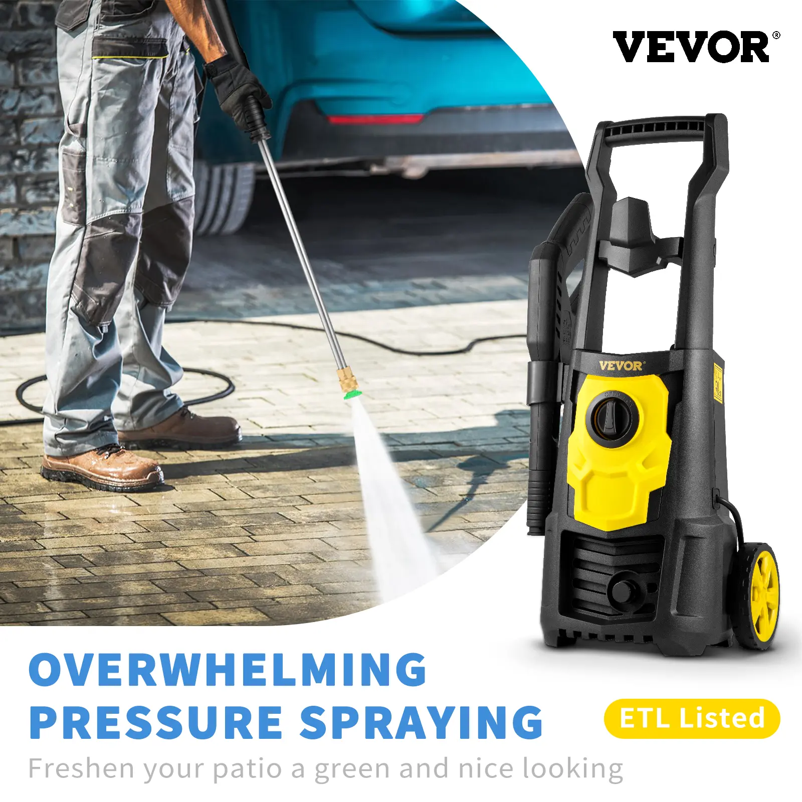 SucceBuy 1500W High Pressure Car Washer 2000 PSI Electrical Portable Car Washing Machine Auto Wash Washers Spray Gun for Home