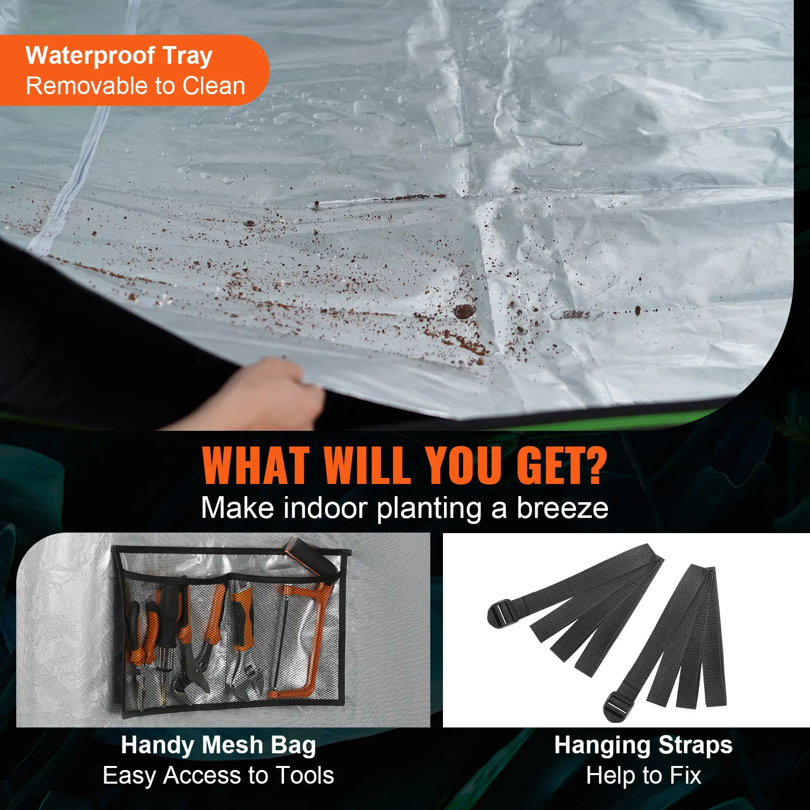 SucceBuy Grow Tent High Reflective 600D-2000D Mylar Hydroponic Growing Tent with Observation Window Tool Bag for Plants Grow