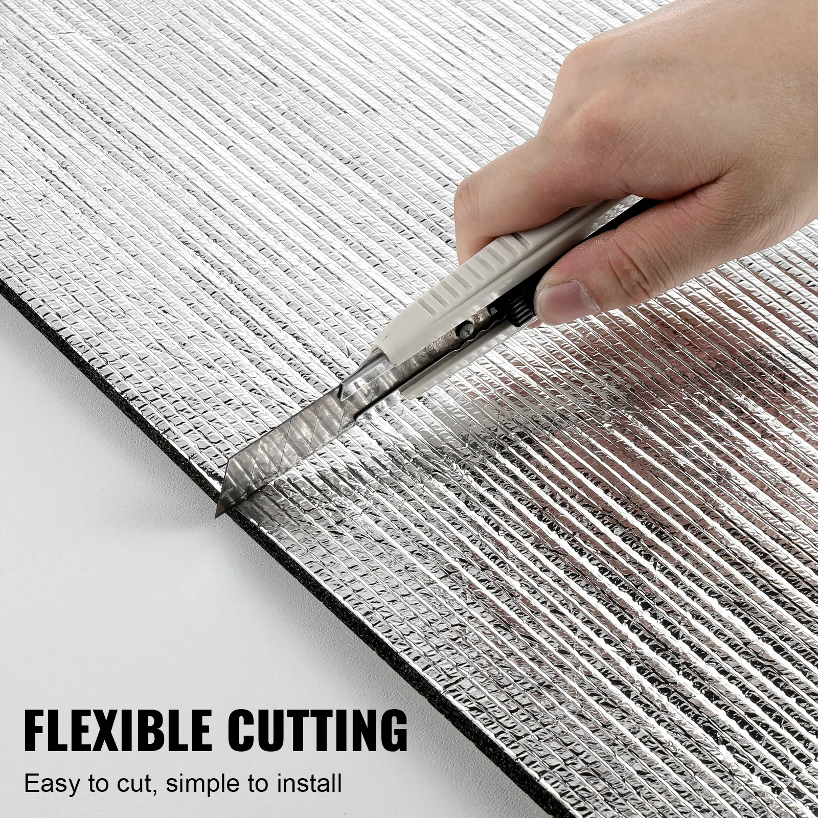 VEVOR Reflective Insulation Roll XPE Foam Core Radiant 10.3 mm 40 in x 5 ft Aluminum Foil Foam for Garage Door Window RV Roof