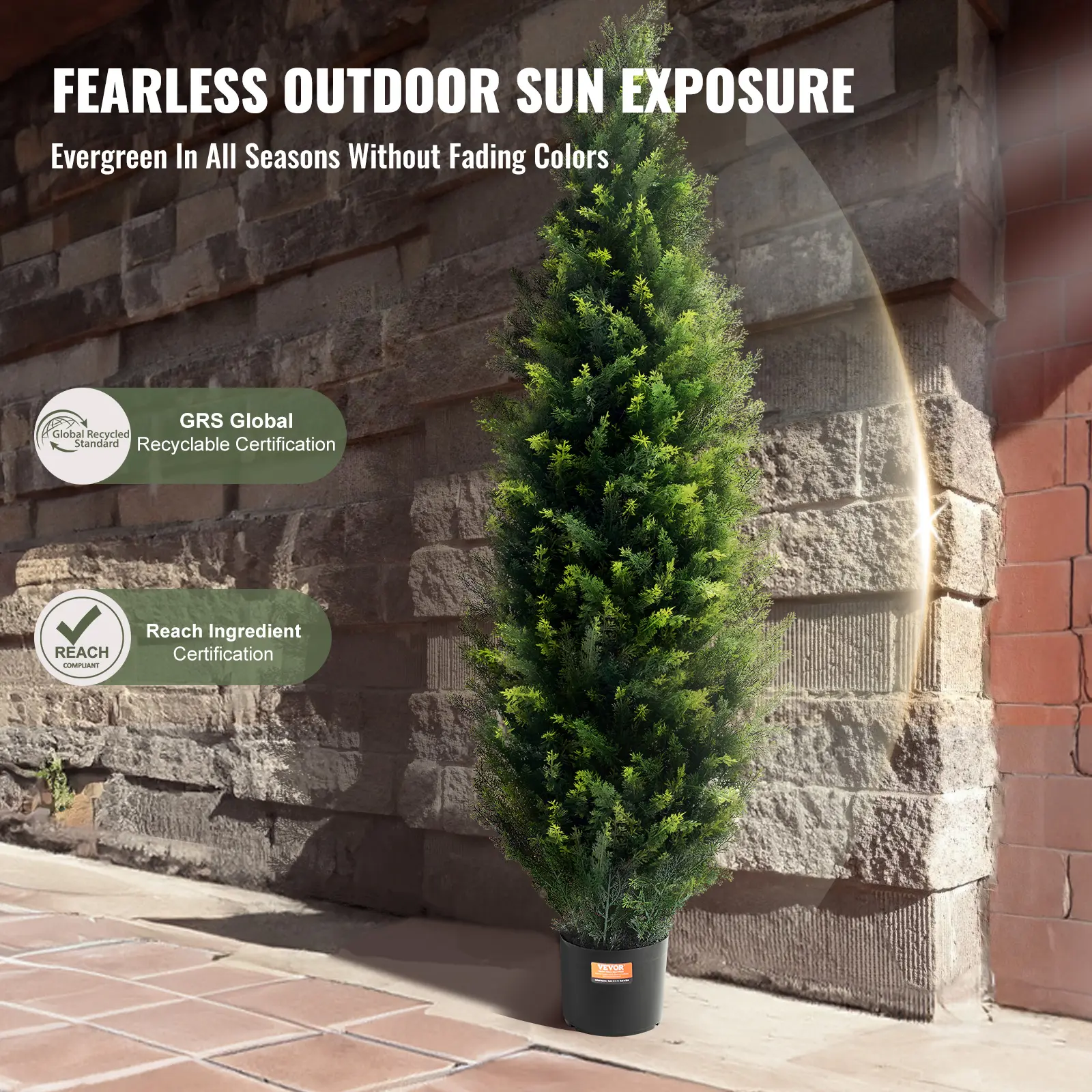 SucceBuy Artificial Cedar Topiary Tree Evergreen Fake Pine Cypress Trees Plant Artificial Greenery Set for Home Decor Outdoor