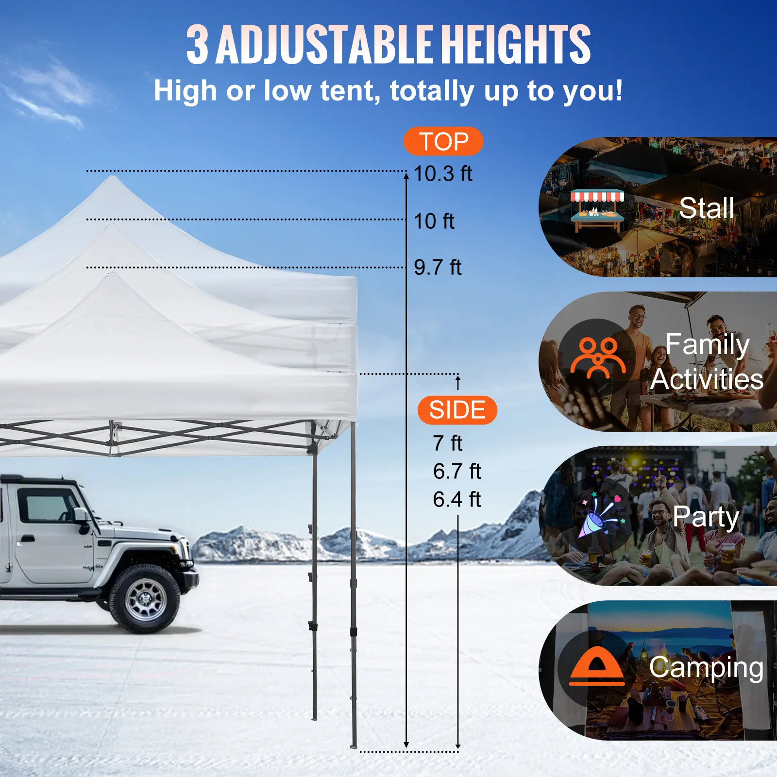 SucceBuy 10x10 Pop Up Canopy Tent Outdoor Ten with Removable Sidewalls and Wheeled Bag Instant Portable Shelter for Party Camp