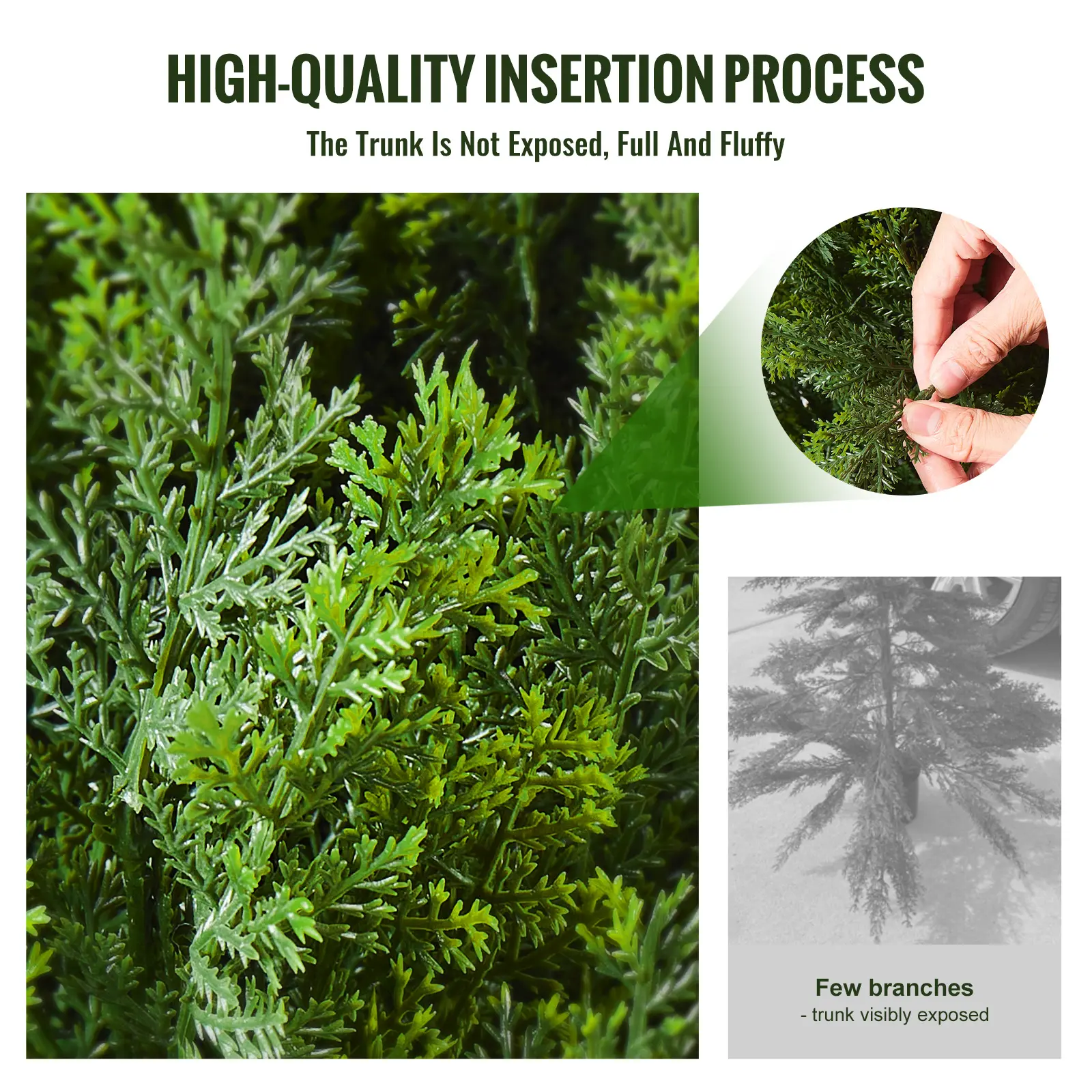 SucceBuy Artificial Cedar Topiary Tree Evergreen Fake Pine Cypress Trees Plant Artificial Greenery Set for Home Decor Outdoor