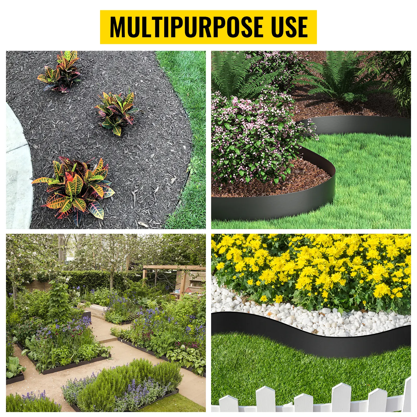 VEVOR Landscape Edging 10 inch Depth 60ft Total Length Recycled HDPE Coiled Terrace Board Flexible Bender Border for Landscaping