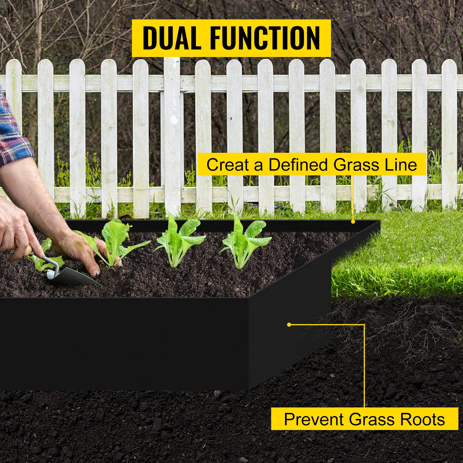 VEVOR Landscape Edging 10 inch Depth 60ft Total Length Recycled HDPE Coiled Terrace Board Flexible Bender Border for Landscaping
