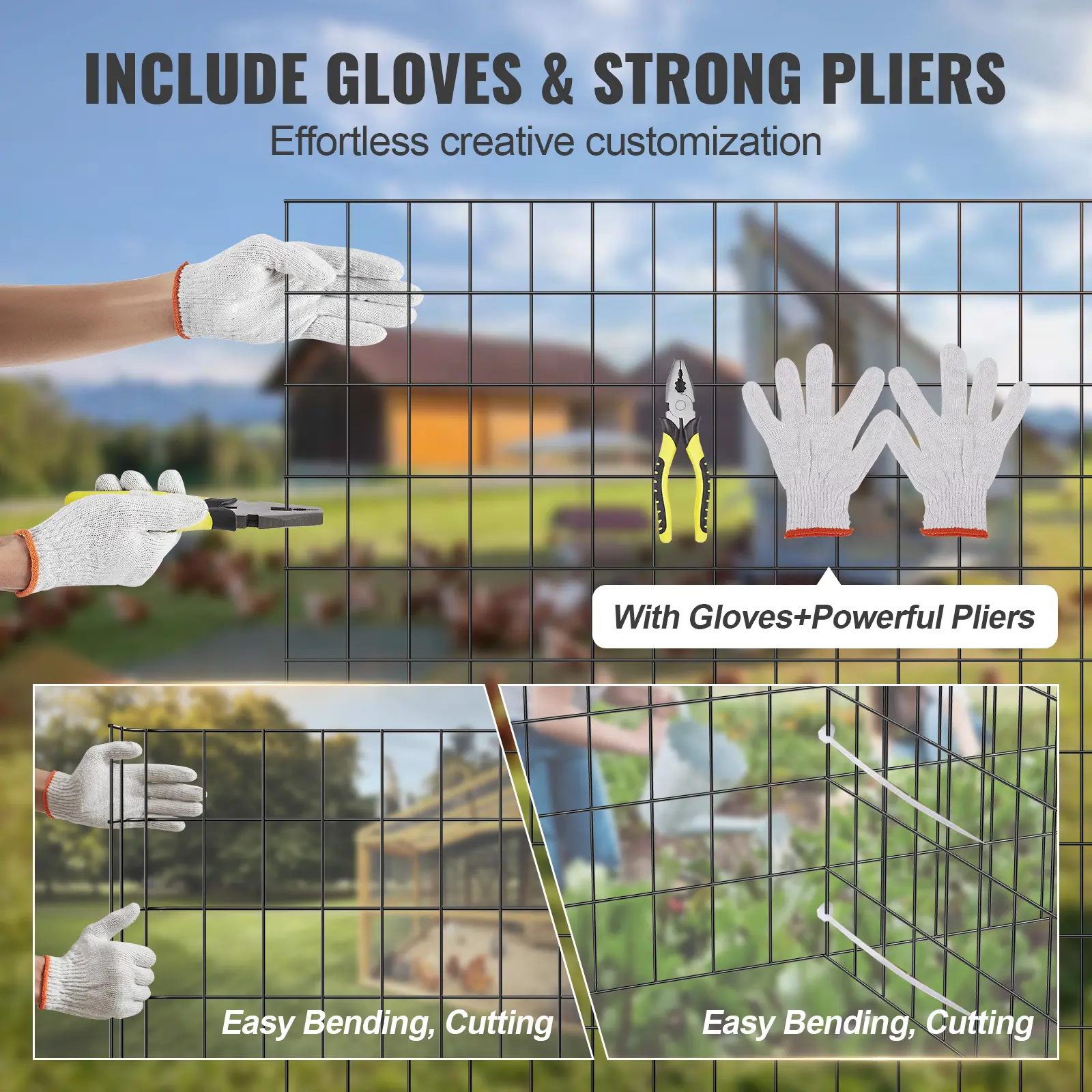 SucceBuy Hardware Cloth Galvanized Wire Mesh Roll Vinyl Coating Metal Wire Mesh for Chicken Coop Barrier Poultry Enclosures