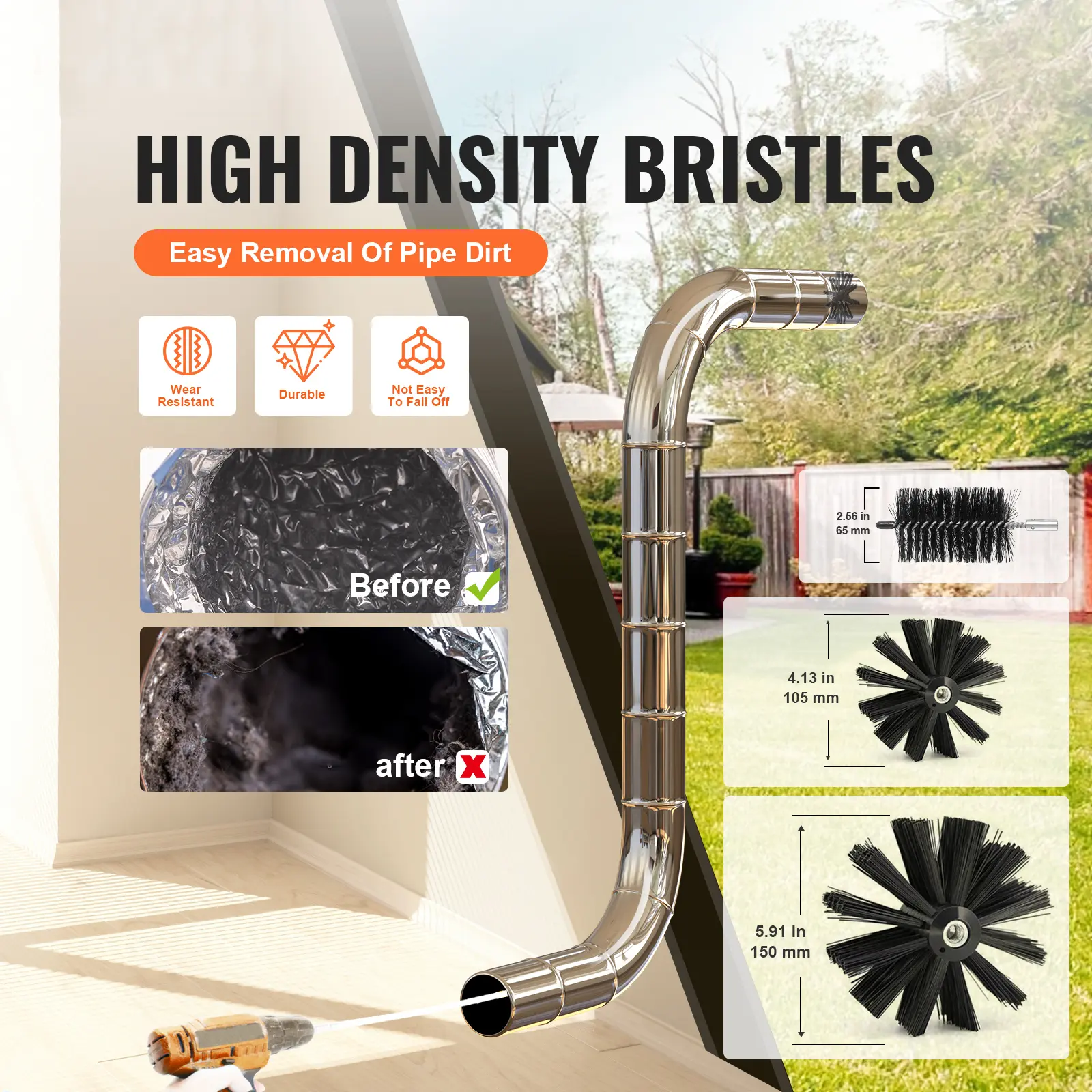 SucceBuy Dryer Vent Cleaner Kit Flexible Lint Trap Brush Reinforced Nylon Duct Cleaning Tools Dryer Vent Brush Dryer Cleaning