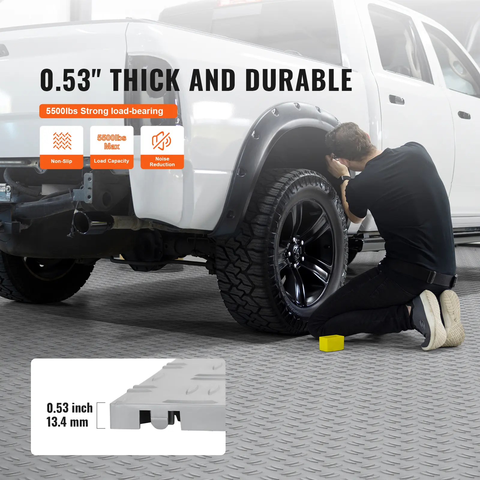 SucceBuy Garage Tiles Interlocking 12x12x0.53 in 50 Pack Garage Floor Covering Tiles Non-Slip Double-Sided Texture Flooring