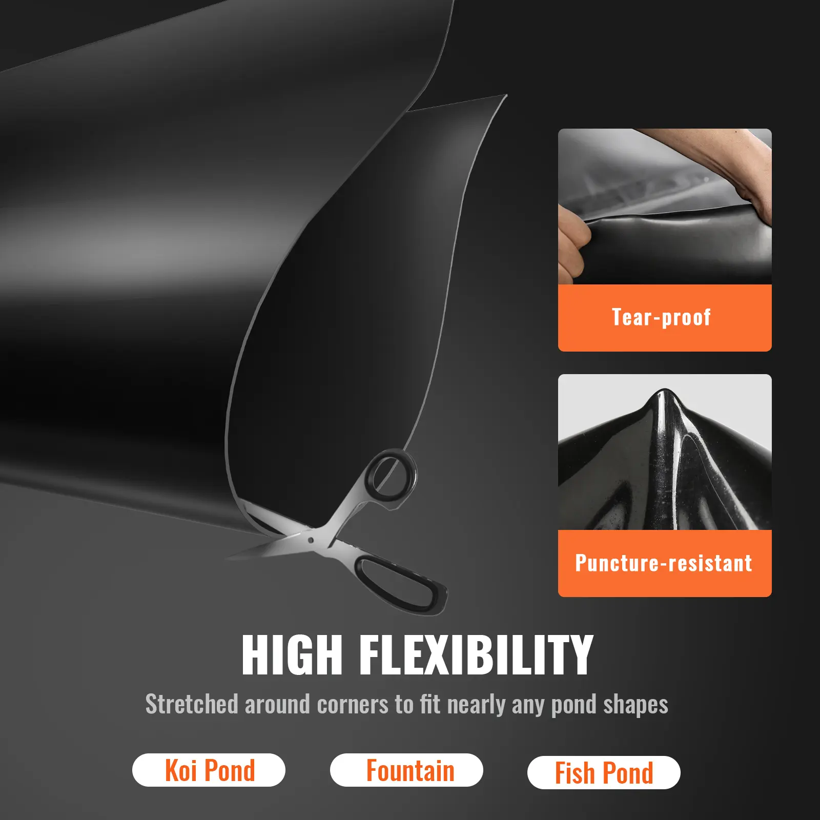 SucceBuy 10 x 13Ft Pond Liner  20/45 Mil Thickness  Pliable LLDPE Material  Easy Cutting Underlayment for Fish or Koi Features