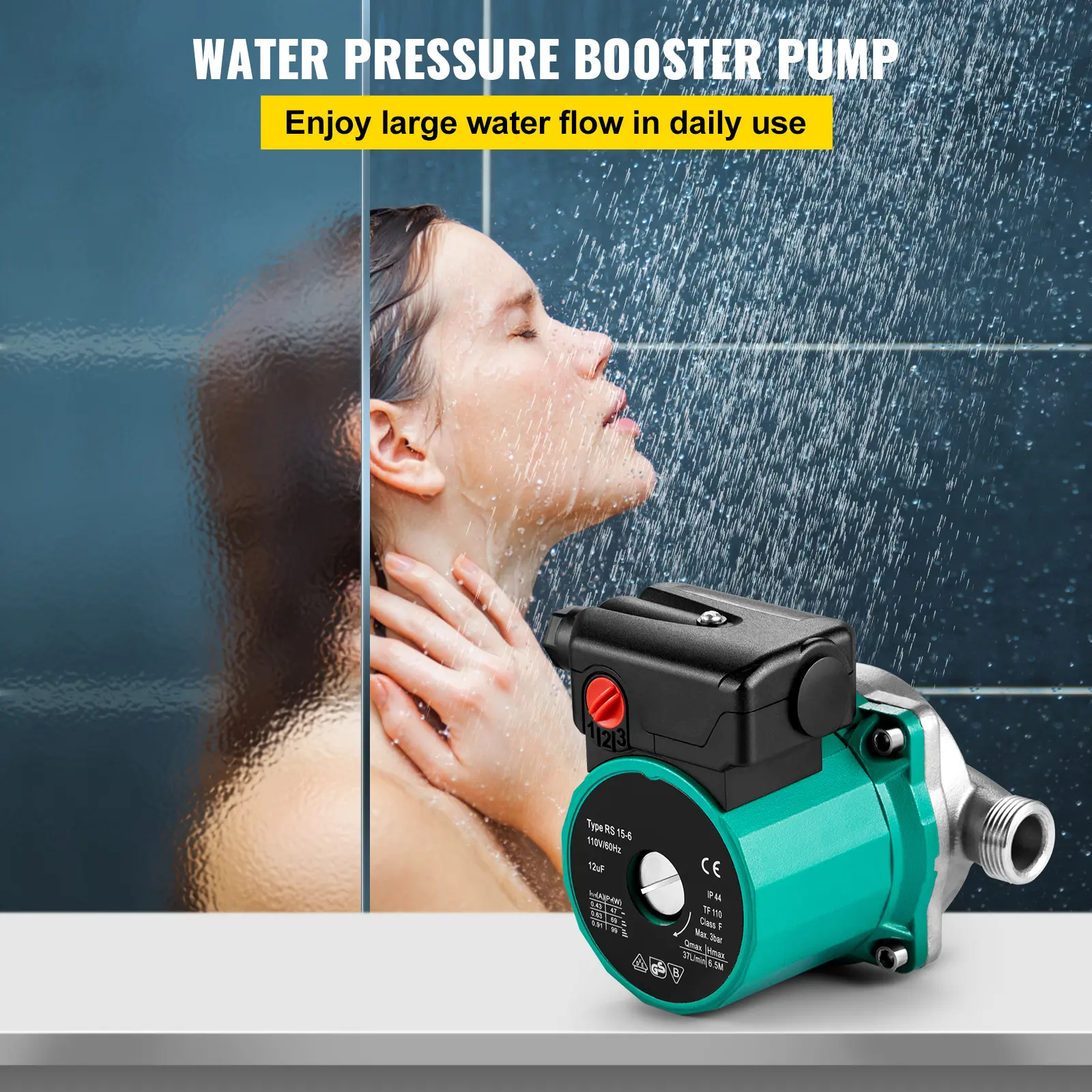 SucceBuy Hot Water Recirculating Pump 93W 3/4″ G Thread to 1/2″ NPT Brass Adapter 3 Speed Control for Electric Water Heater Use
