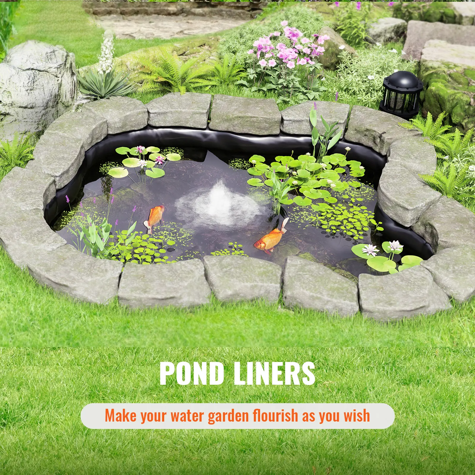 SucceBuy 10 x 13Ft Pond Liner  20/45 Mil Thickness  Pliable LLDPE Material  Easy Cutting Underlayment for Fish or Koi Features