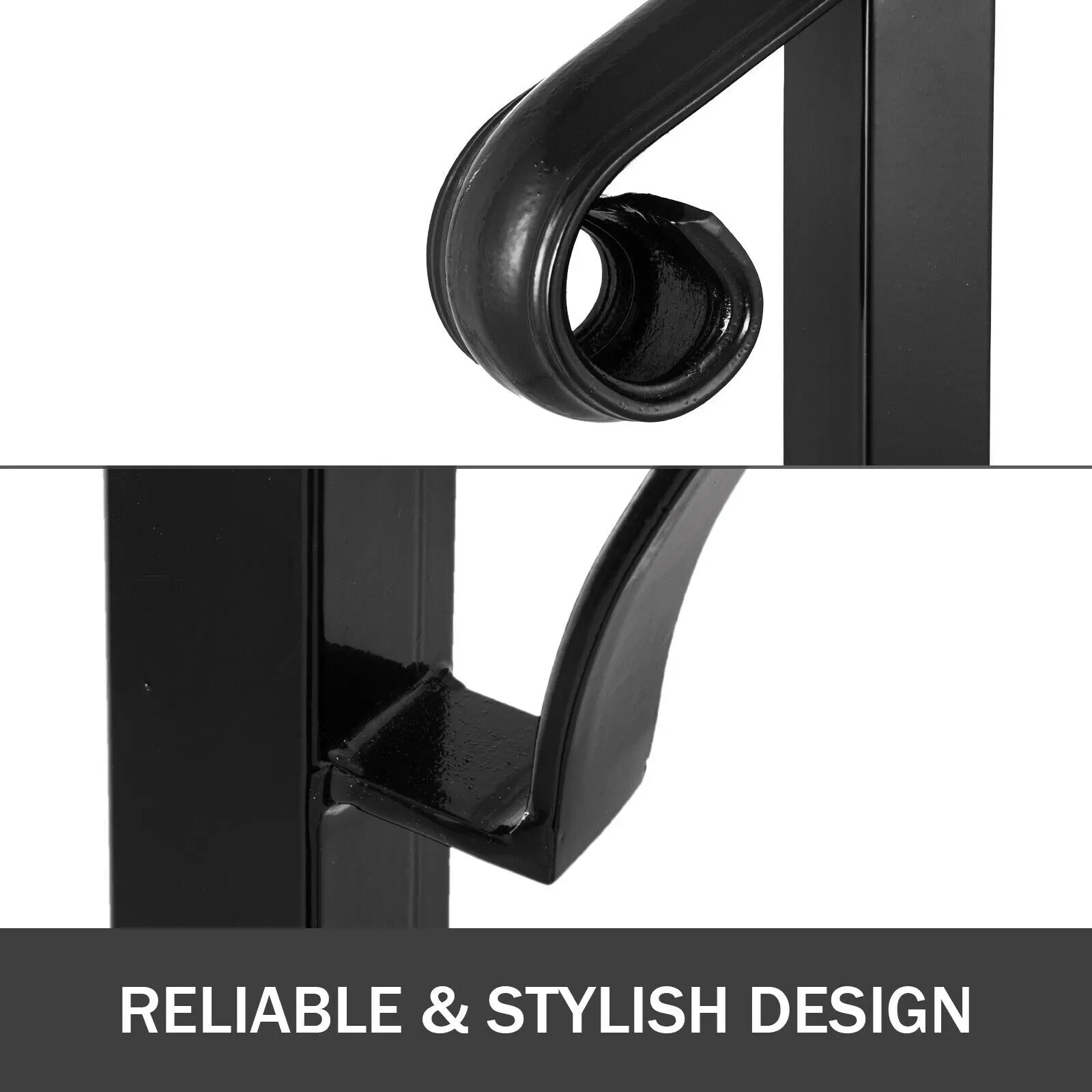 SucceBuy Handrail Arch Railing White Fits 1 Or 5 Steps Stair Rail Wrought Iron Hand Rails With Installation Kit For Outdoor