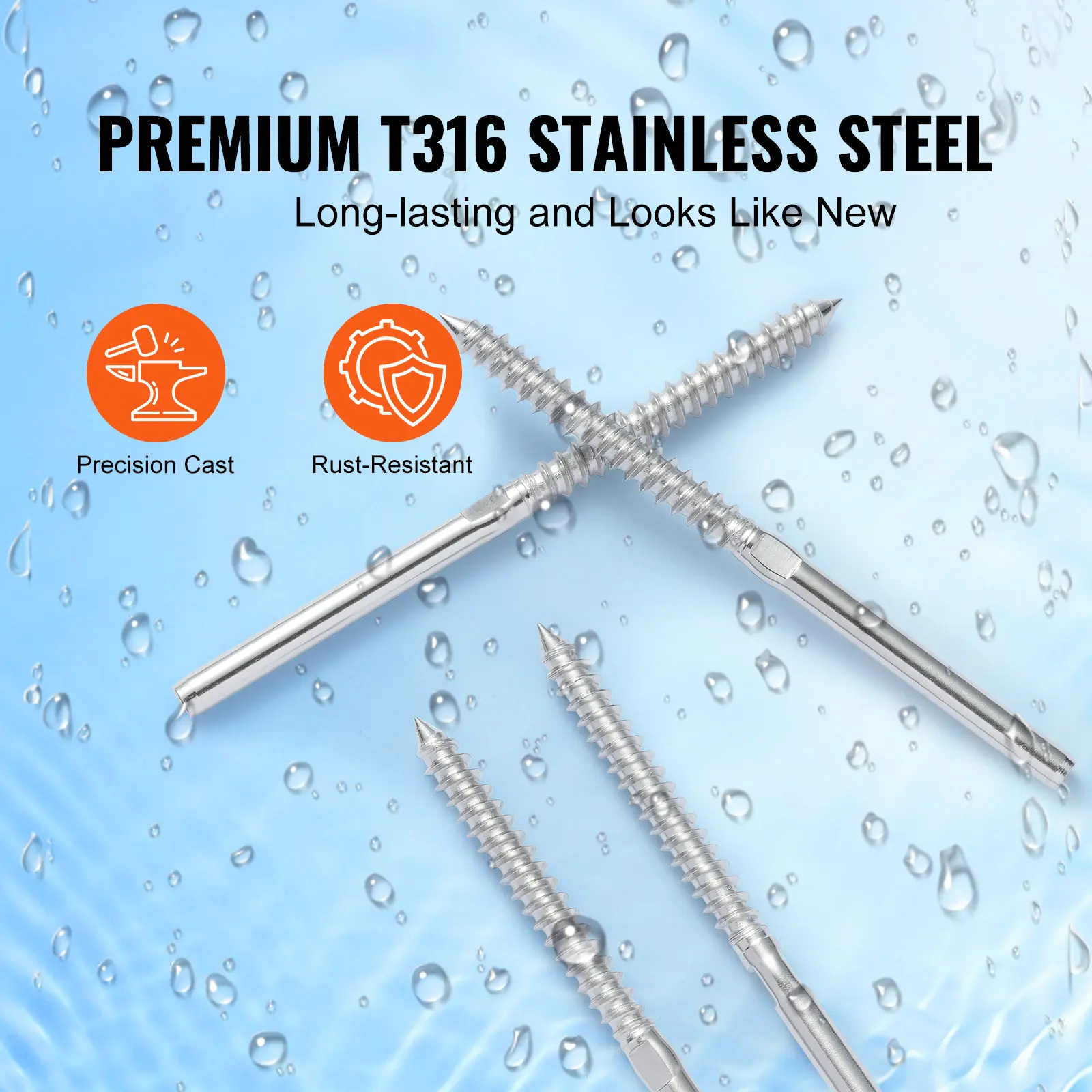 SucceBuy 102 Pack Cable Railing Swage Threaded Stud Tension End Fitting Terminal for 1/8inch Deck Cable Railing Wood Metal