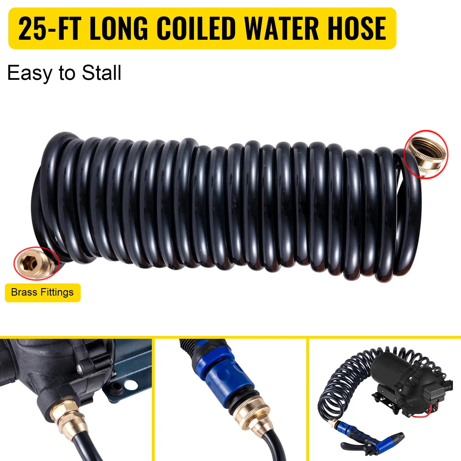 SucceBuy 5.5 GPM Washdown Pump Deck Wash Pump Kit 12V 70PSI Boat Marine Yacht RV Water Pump, 25Ft Hose Automatic Diaphragm Pump