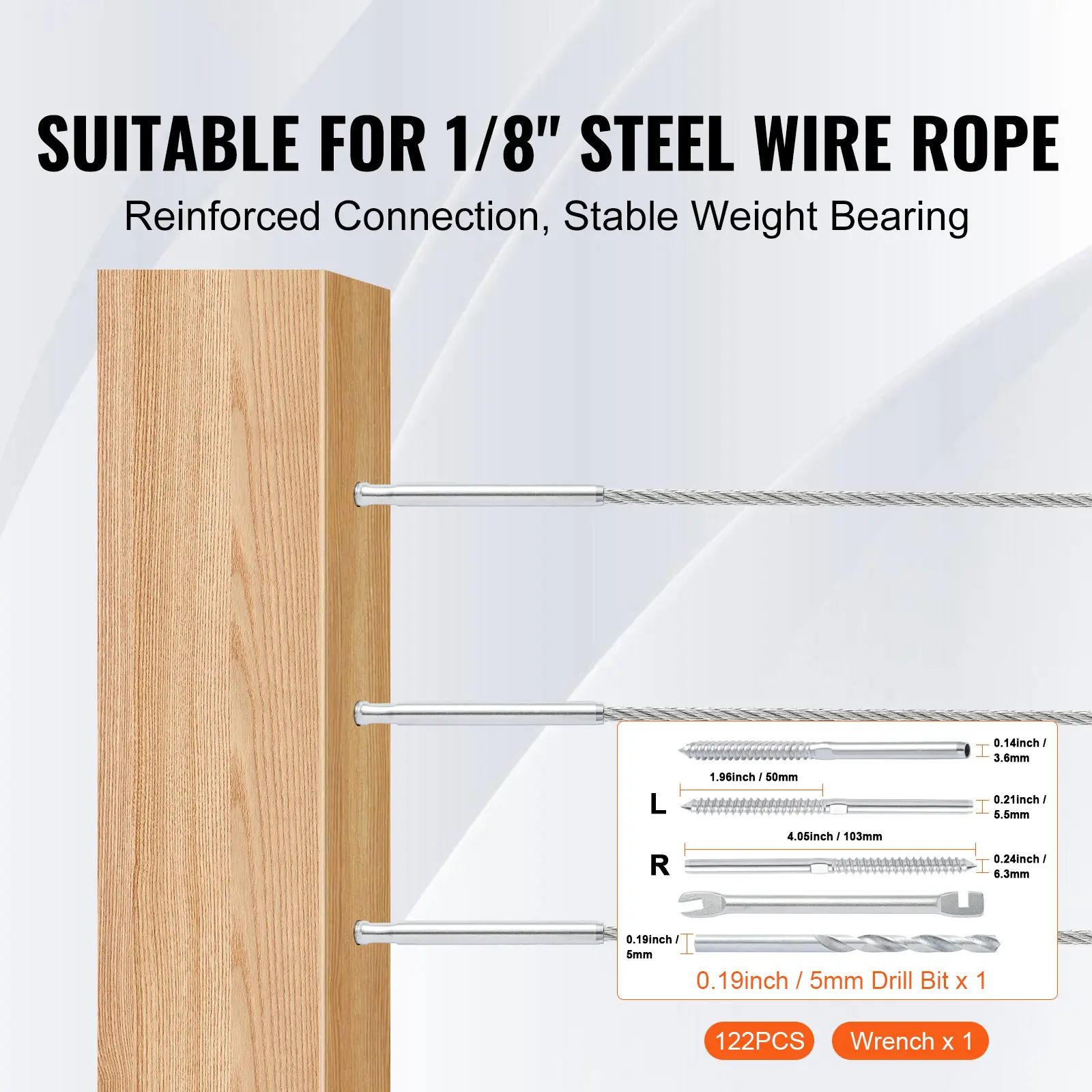 SucceBuy 102 Pack Cable Railing Swage Threaded Stud Tension End Fitting Terminal for 1/8inch Deck Cable Railing Wood Metal