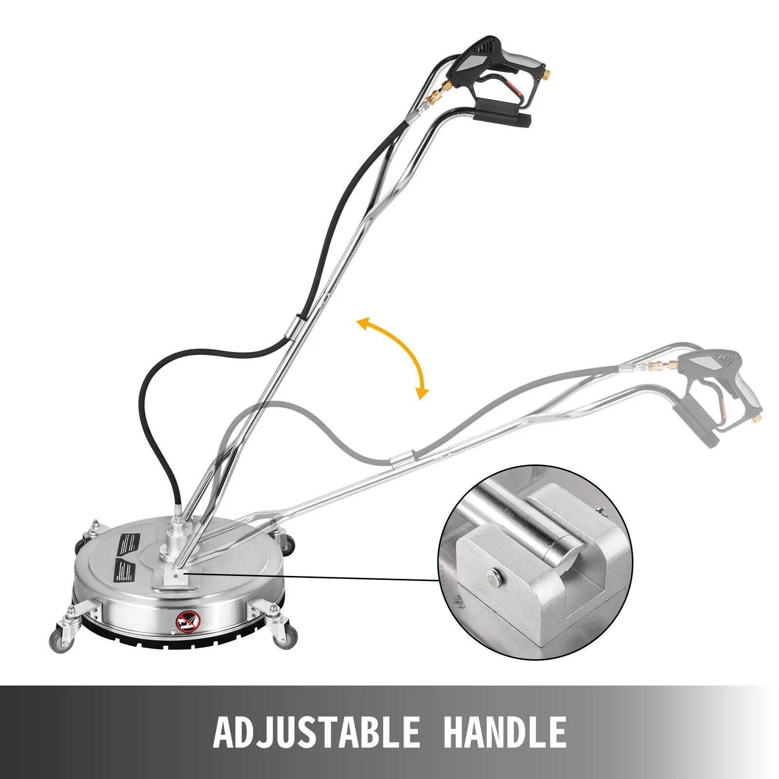 SucceBuy 18-24 Inch Flat Surface Cleaner W/ 3 Nozzle Stainless Steel 4000PSI Pressure Washer Rotating Flat Surface Cleaning