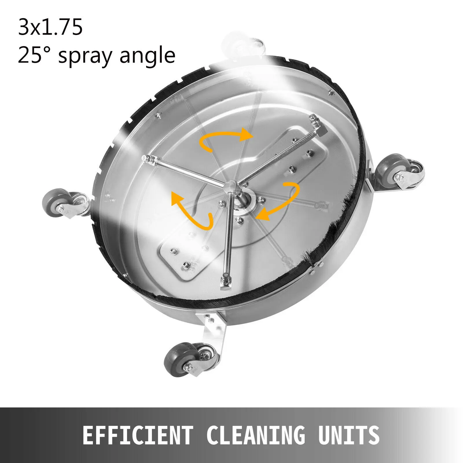 SucceBuy 18-24 Inch Flat Surface Cleaner W/ 3 Nozzle Stainless Steel 4000PSI Pressure Washer Rotating Flat Surface Cleaning
