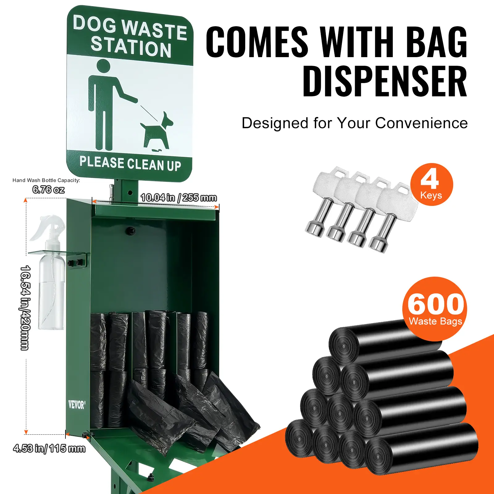 SucceBuy Dog Waste Station with Hand Wash Bottle Commercial Dog Poop Station Bag Dispenser Dog Waste Disposal System for Outdoor